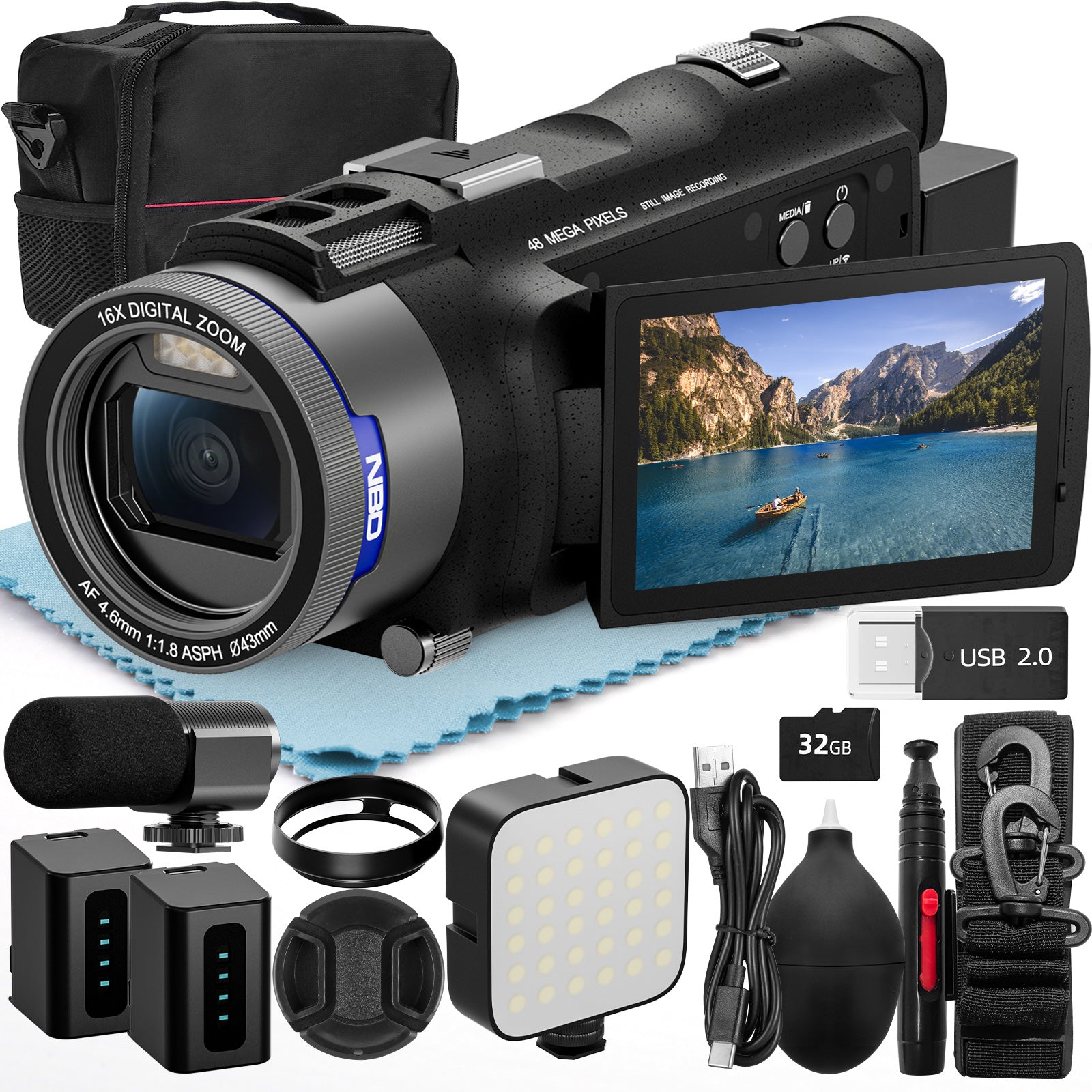 NBD 4K Video Camera Camcorder 3.0" IPS Vlogging Camera 48MP Digital Video Camera with 32GB SD Card