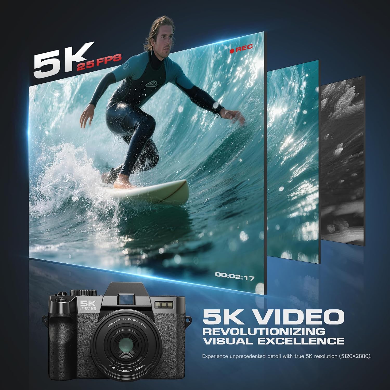 NBD 5K Digital Camera for Photography & Vlogging, 48MP Camera with Mic, Tripod Grip, Wide-Angle & Macro Lens