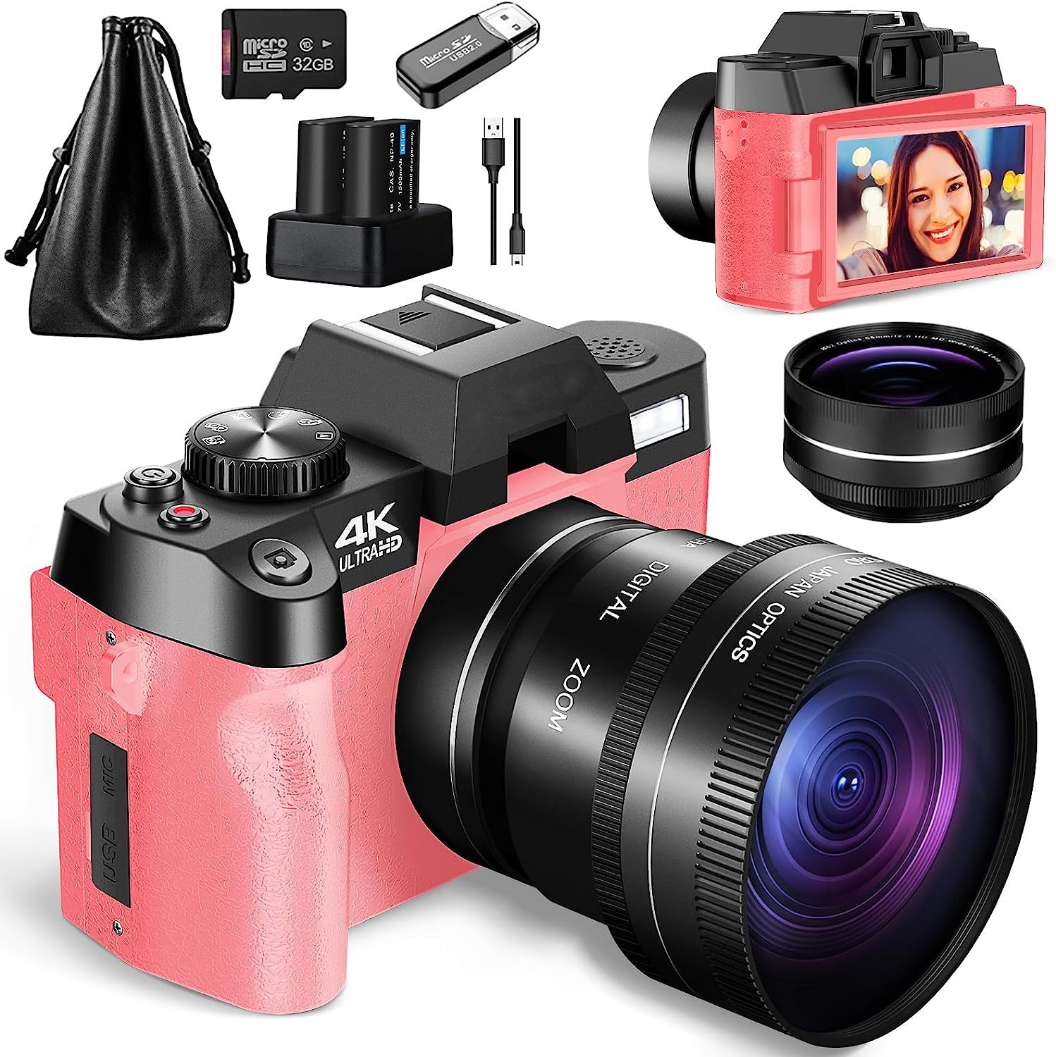 NBD Digital Camera 4K 48MP Vlogging Camera for  with WiFi and  Webcam,16x Digital Zoom Video Camera with Wide-Angle & Macro Lens