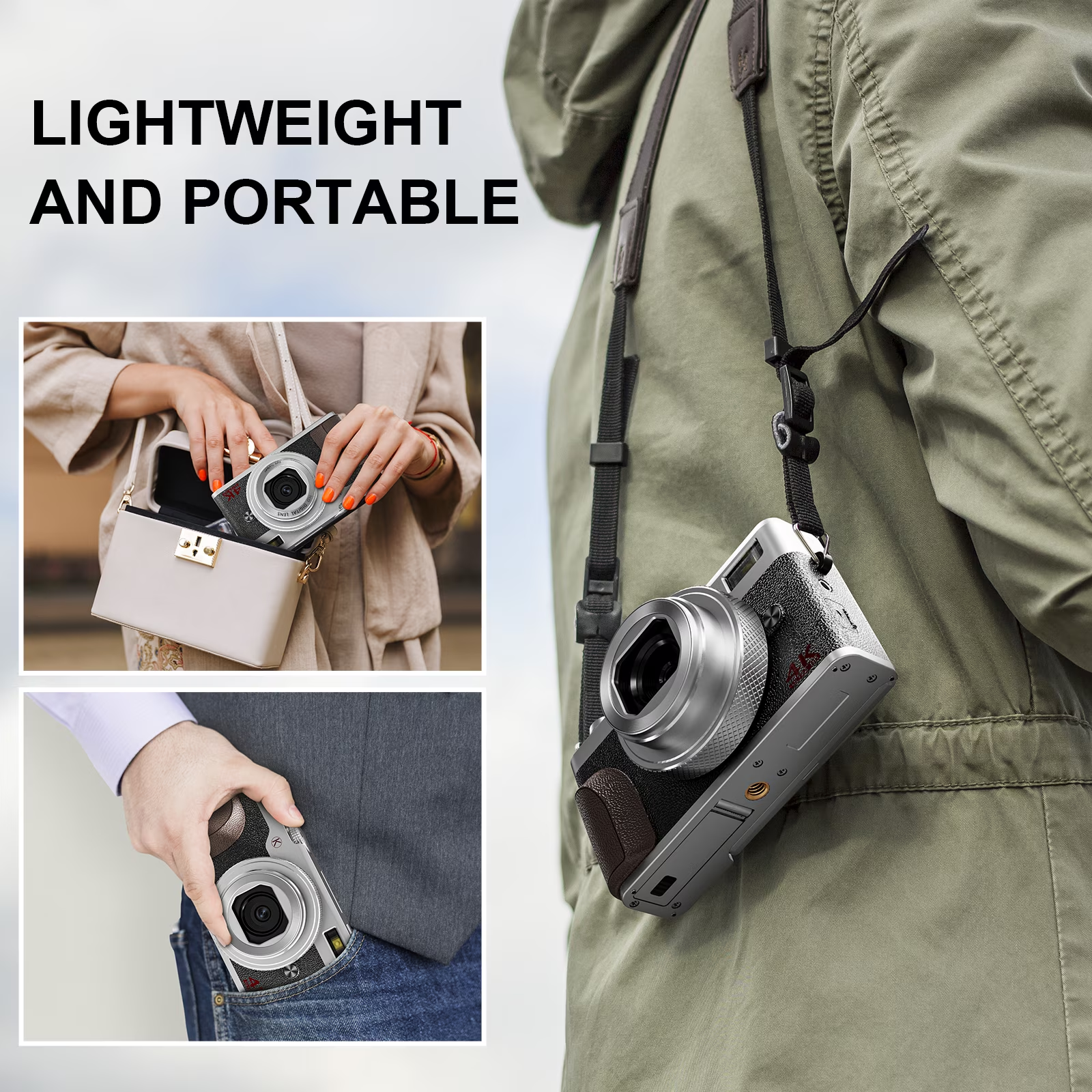 4K UHD 56MP Digital Camera with Autofocus,180° Flip Screen,18X Digital Zoom,Built-in Fill Light,Anti-Shake,2 Batteries & 32GB SD Card