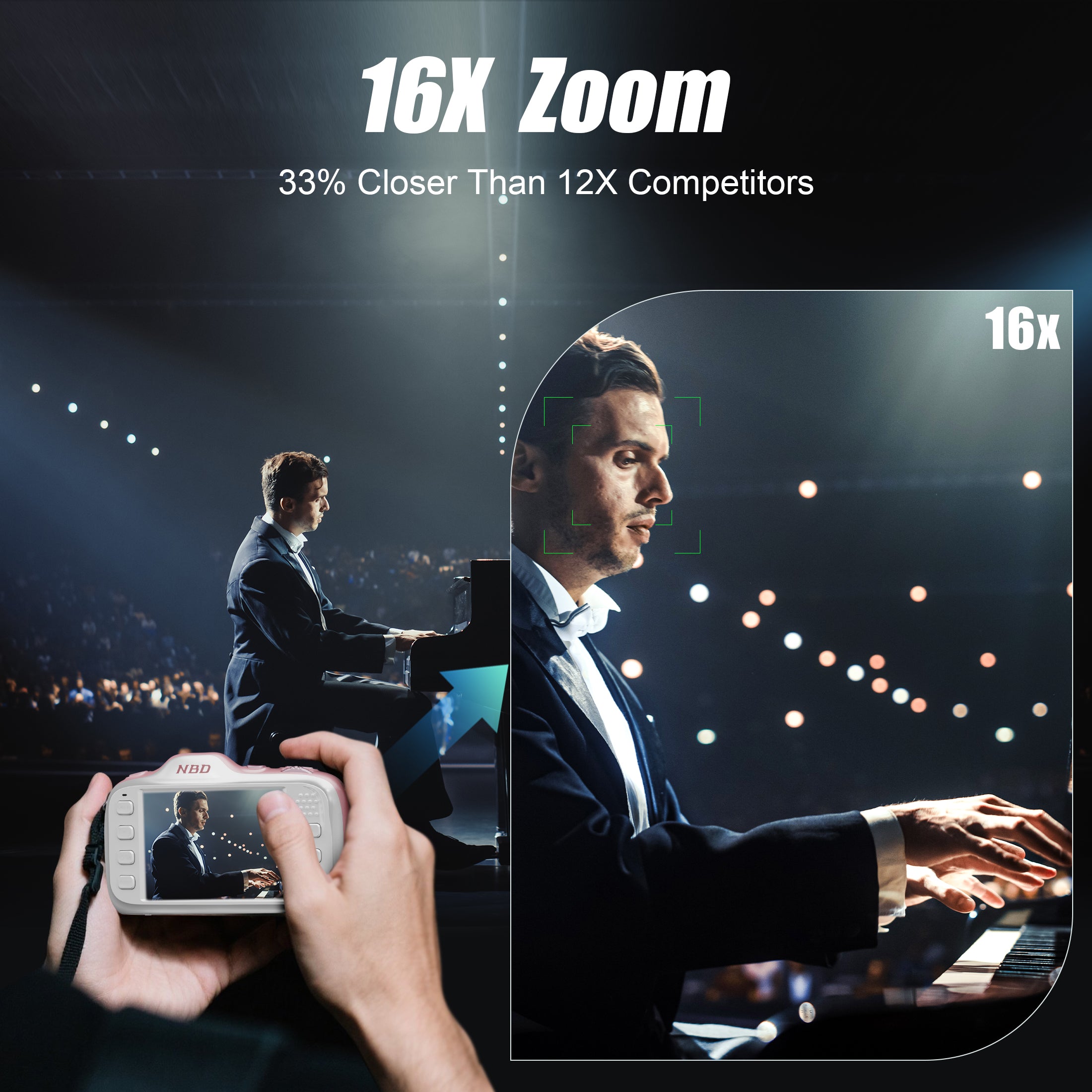 64MP 4K Digital Camera for Photography with Autofocus, 16X Zoom, Compact Design, Includes 32GB SD Card