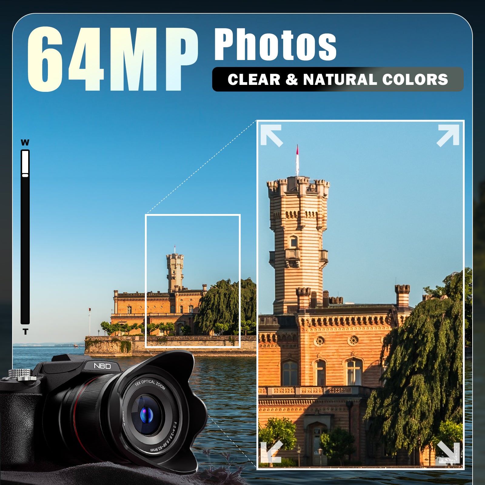 True 5K Digital Cameras for Photography 64MP , 16X Zoom Autofocus & Anti-Shake, 32GB Card, Vlogging Camera for YouTube Travel