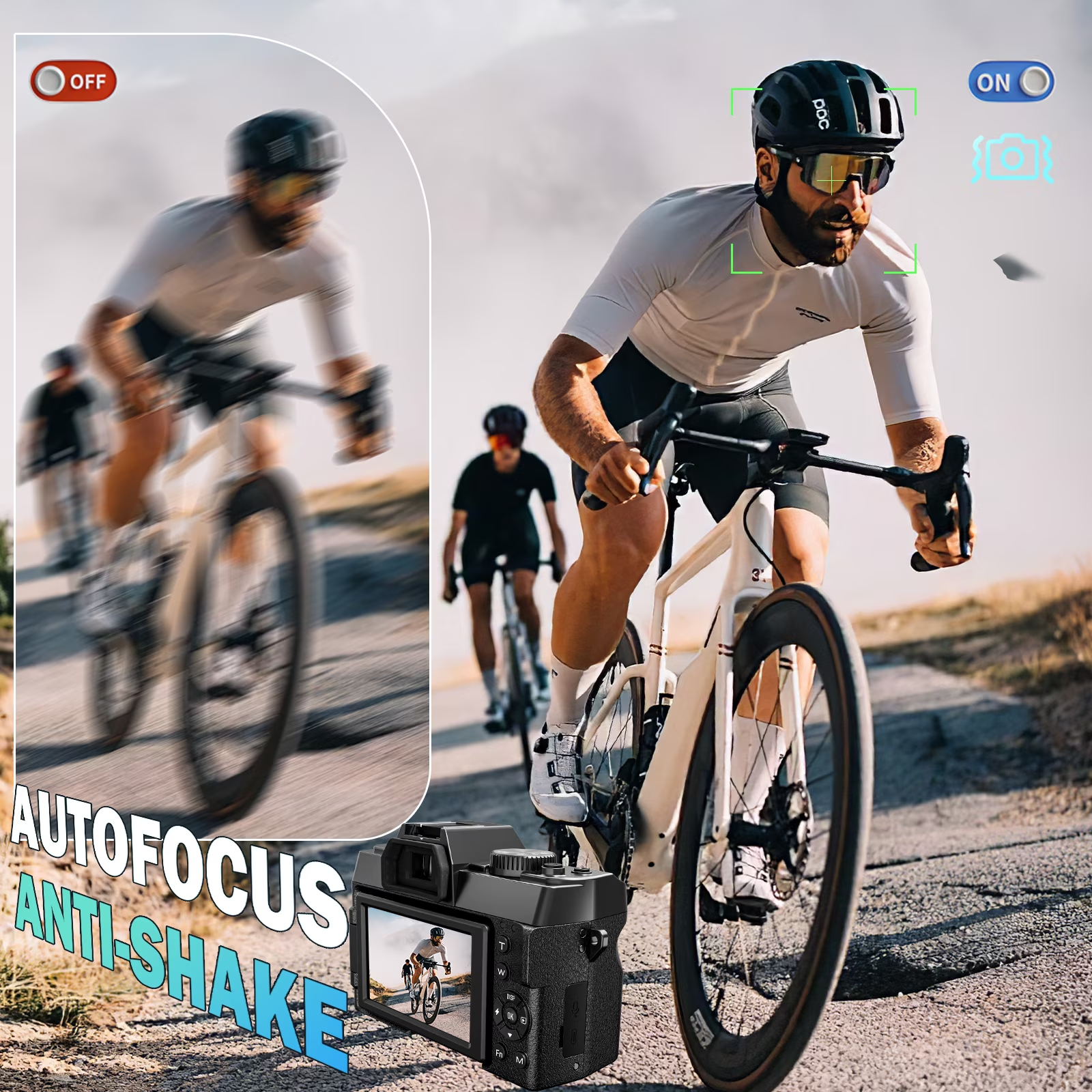 True 5K 48MP Autofocus Digital Vlogging Camera,180° Flip Screen,WiFi,16X Zoom,Anti-Shake,Wide & Macro Lens,64GB TF Card,Black
