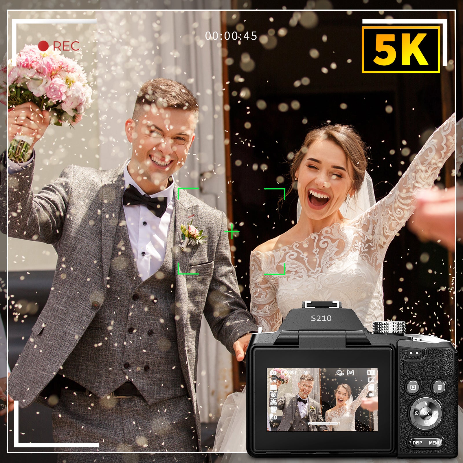 NBD 64MP Digital Cameras for Photography,5K Vlogging Cameras for Youtube,16X Optical Zoom Travel Point and Shoot Digital Cameras Fotograficas with 180°Flip Screen,58mm UV Lens,2 Batteries,32GB Card