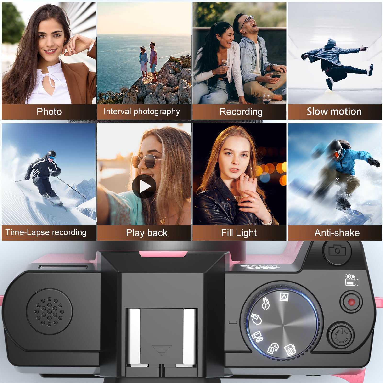 NBD 5K Digital Camera for Photography,48MP Autofocus Vlogging Camera for Youtube with 32GB TF Card,Pink