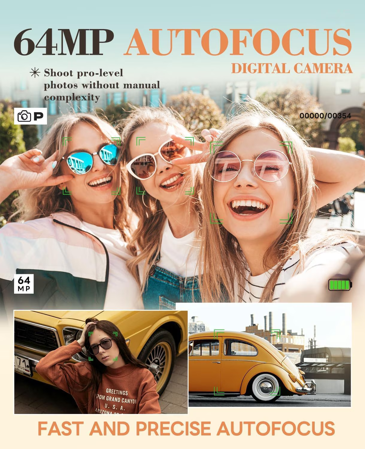 64MP 5K Autofocus Digital Vlogging Camera,180° Flip Screen,18X Digital Zoom,Built-in Fill Light,2 Batteries & 32GB SD Card,Black