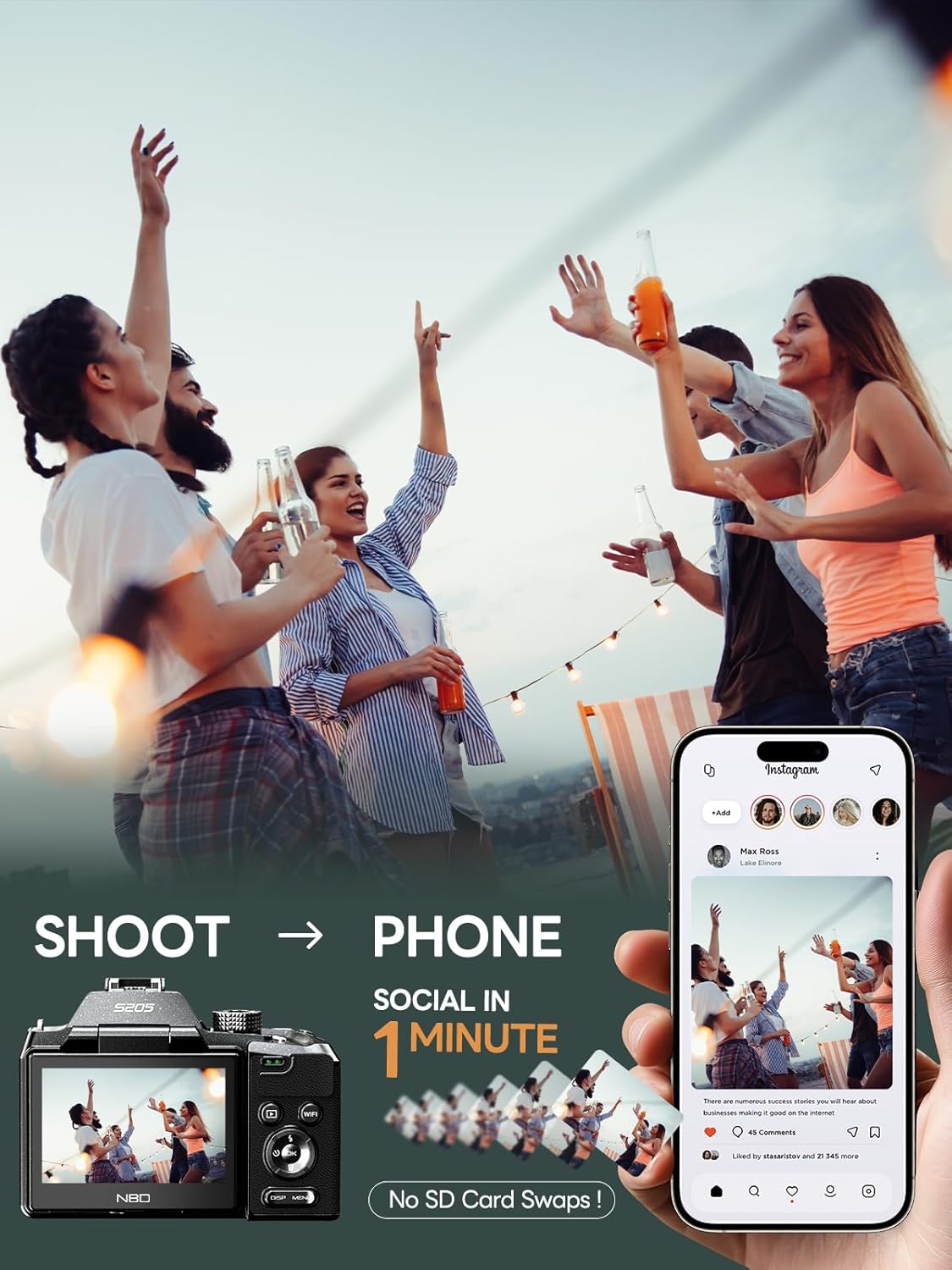 5K Professional Digital Cameras for Photography 64MP - 16X Zoom, WiFi, 3” 180° Flip Screen, Autofocus & Anti-Shake, 32G Card, 2 Batteries, Digital Camera for Vlogging YouTube Live Streaming