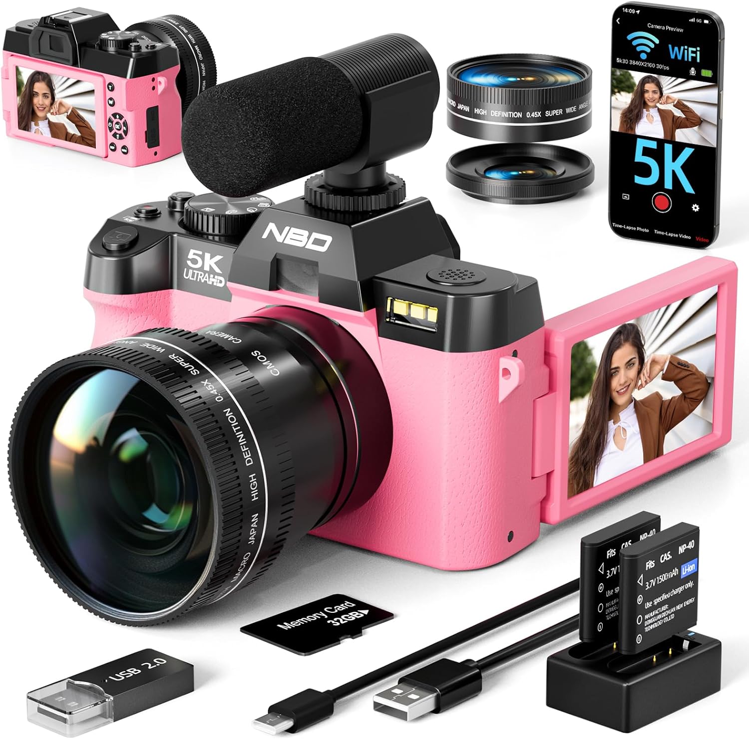 5K Digital Camera With Camera Lens