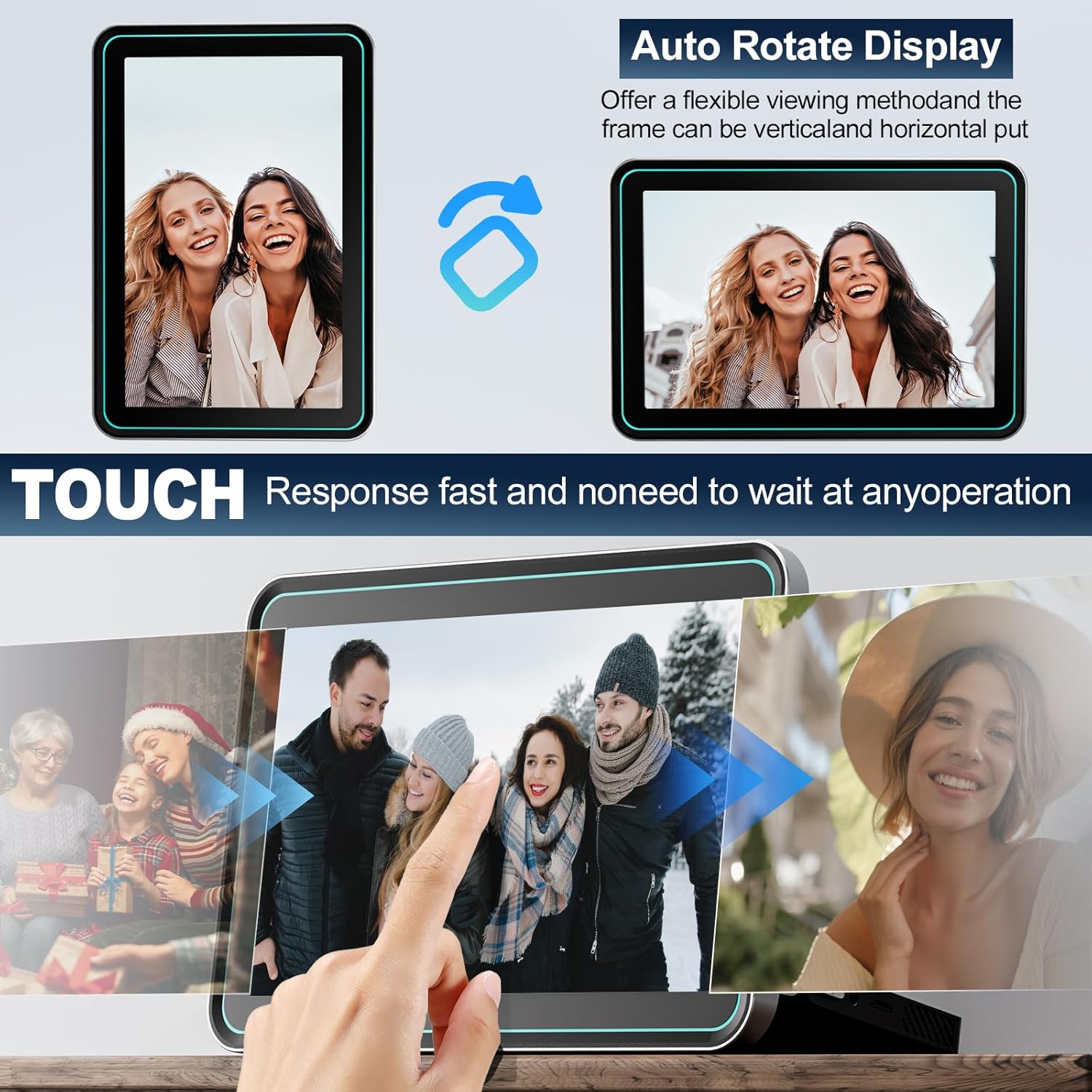 NBD WiFi Digital Picture Frame,10.1" IPS HD Touch Screen Digital Photo Frame, Share Photos/Videos Instantly via Free App,Built in 32GB Memory,Gifts for Birthday, Wedding, Mom, Black