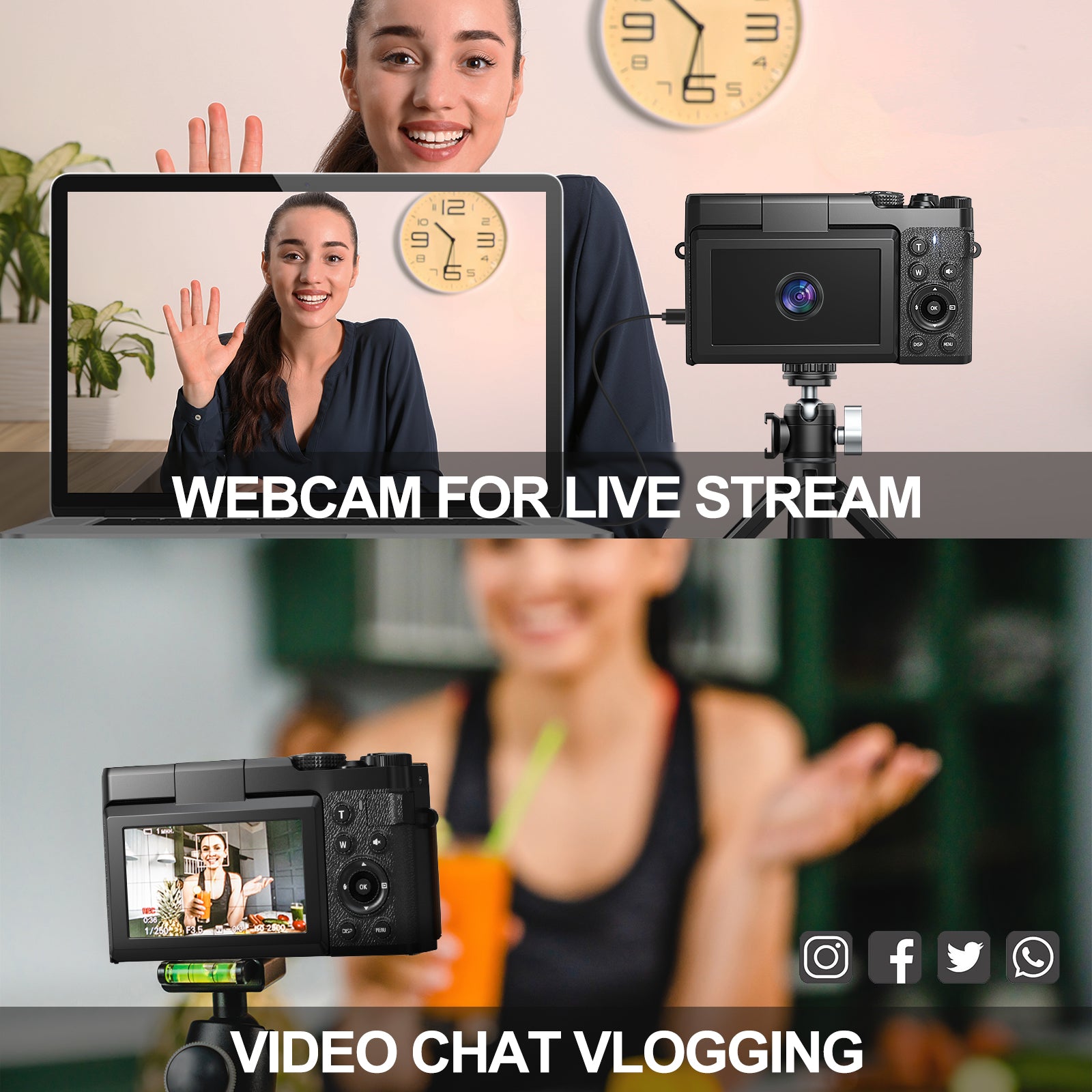 True 4K Digital Camera with Beauty Mode 10X Digital zoom