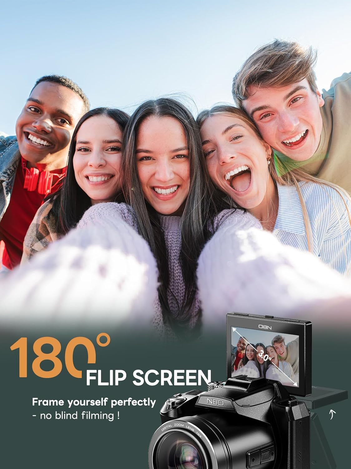 8K Professional Digital Cameras for Photography 64MP - 16X Zoom, WiFi, 3” 180° Flip Screen, Autofocus & Anti-Shake, 32G Card, 2 Batteries, Digital Camera for Vlogging YouTube Live Streaming