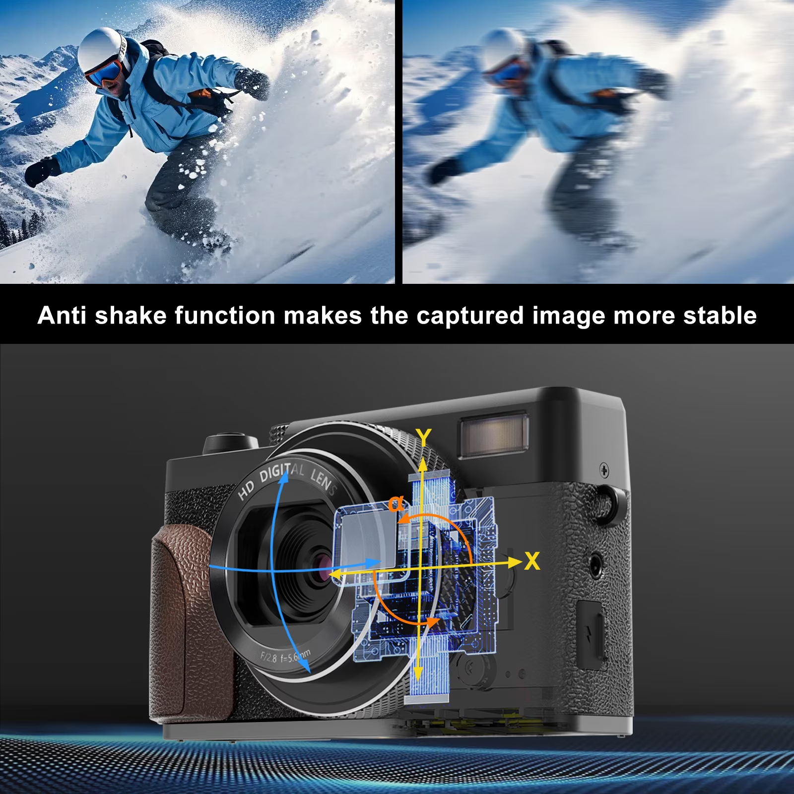 56MP 4K Vlogging Digital Camera,Autofocus,180° Flip Screen,18X Zoom,Anti-Shake & Fill Light,2 Batteries and 32GB SD Card for Content Creators