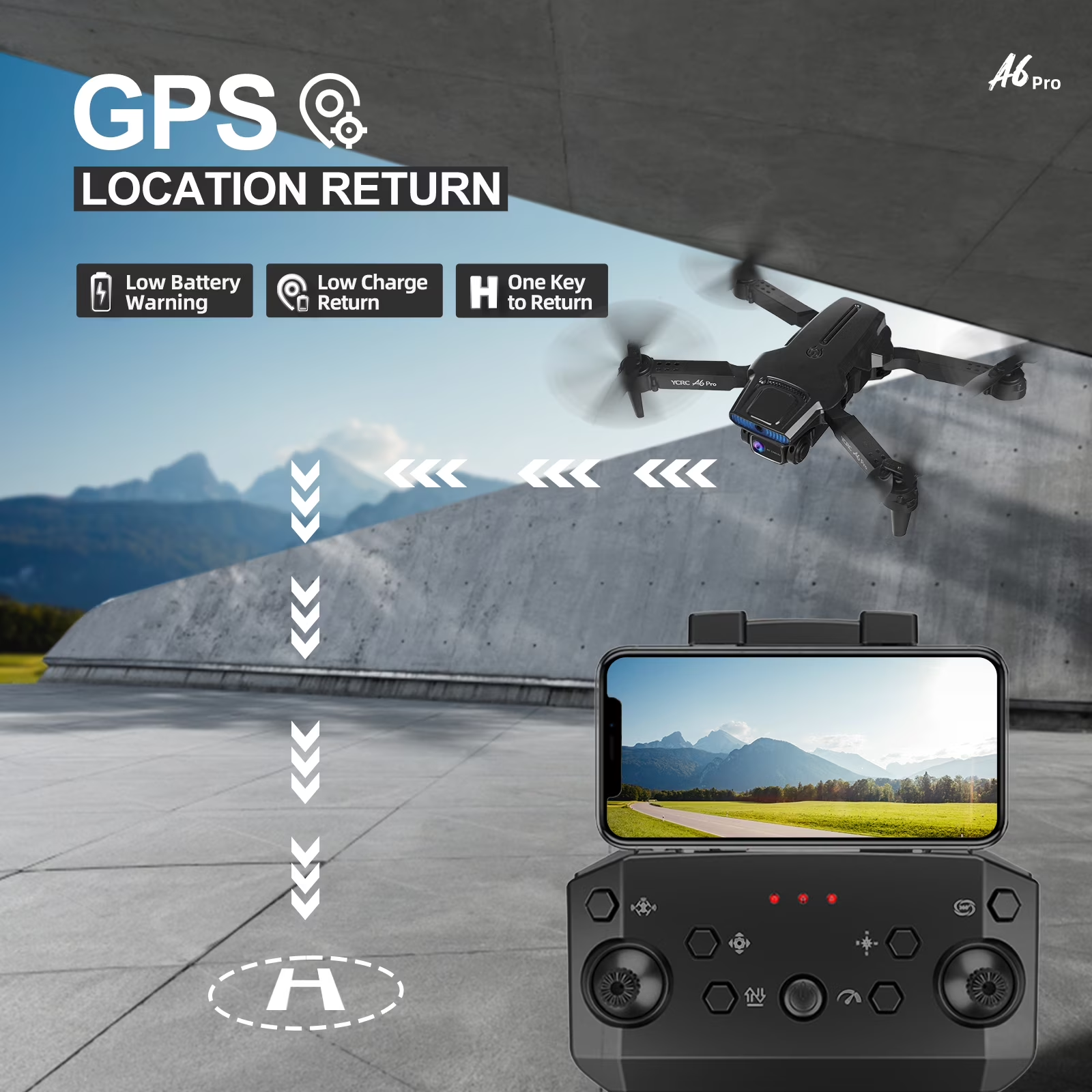 HHD A6 Pro GPS Drone for Beginners with 2K Camera, 2.4G Wifi Live Transmission, 40 Minutes Flight Time