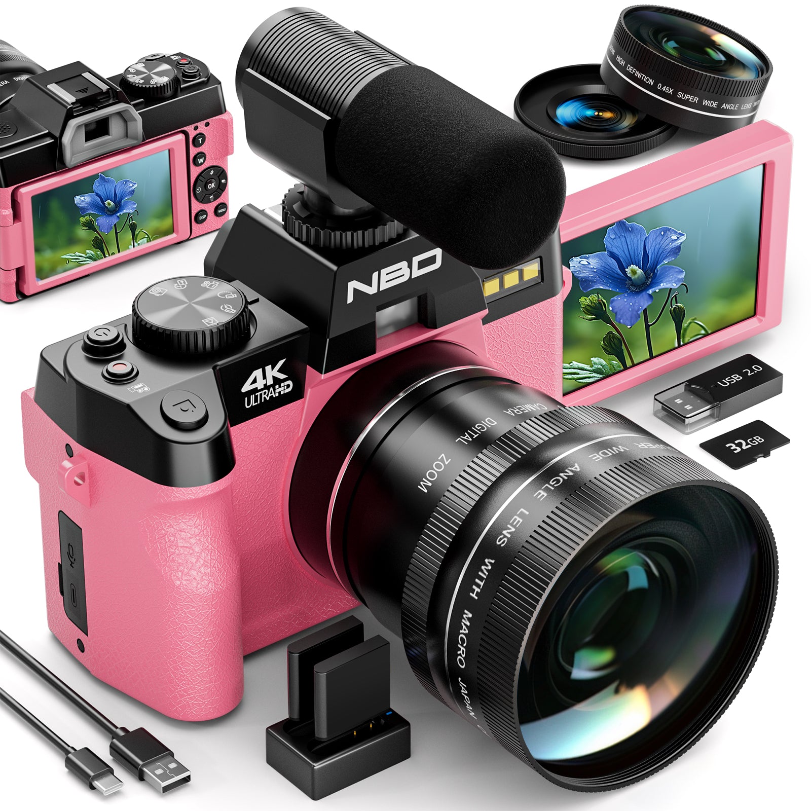 4K Digital Camera With Camera Lens