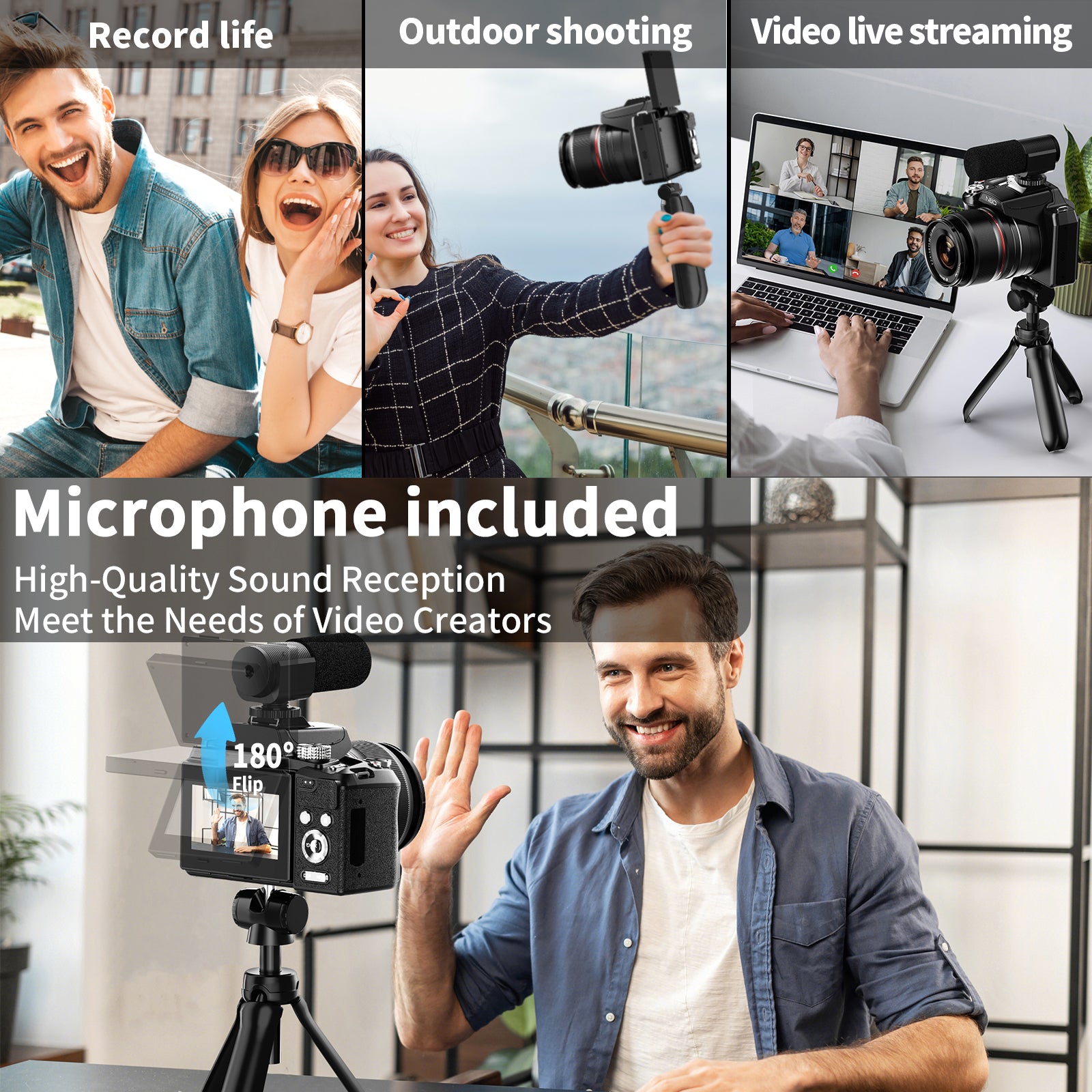 NBD 64MP Digital Cameras for Photography,5K Vlogging Cameras for Youtube,16X Optical Zoom Travel Point and Shoot Digital Cameras Fotograficas with 180°Flip Screen,58mm UV Lens,2 Batteries,32GB Card
