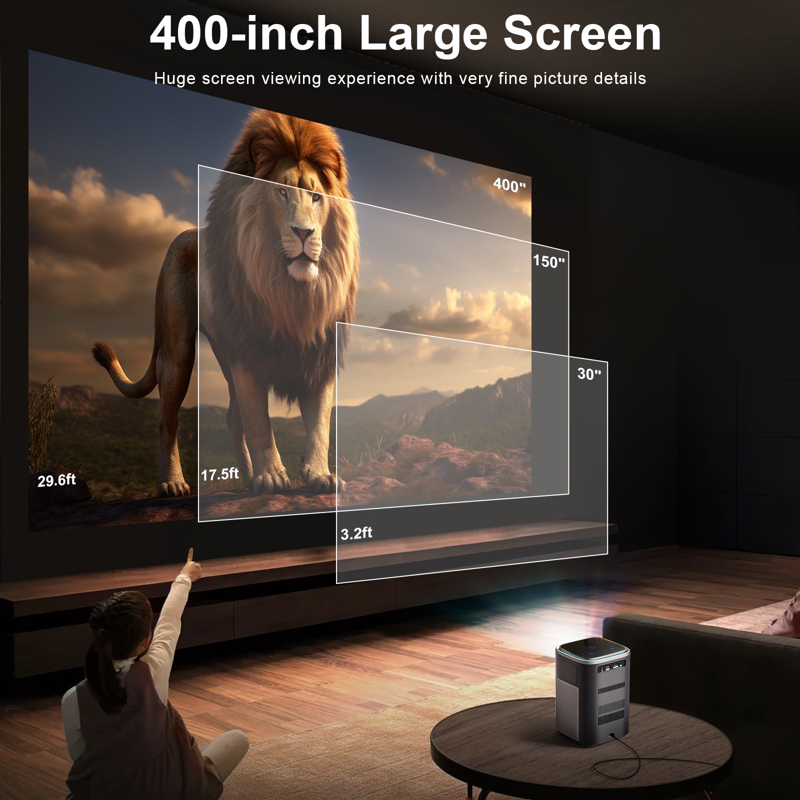 NBD Projector with 5G WiFi and Bluetooth,4K Support 600ANSI Native 1080P Home Theater Projector