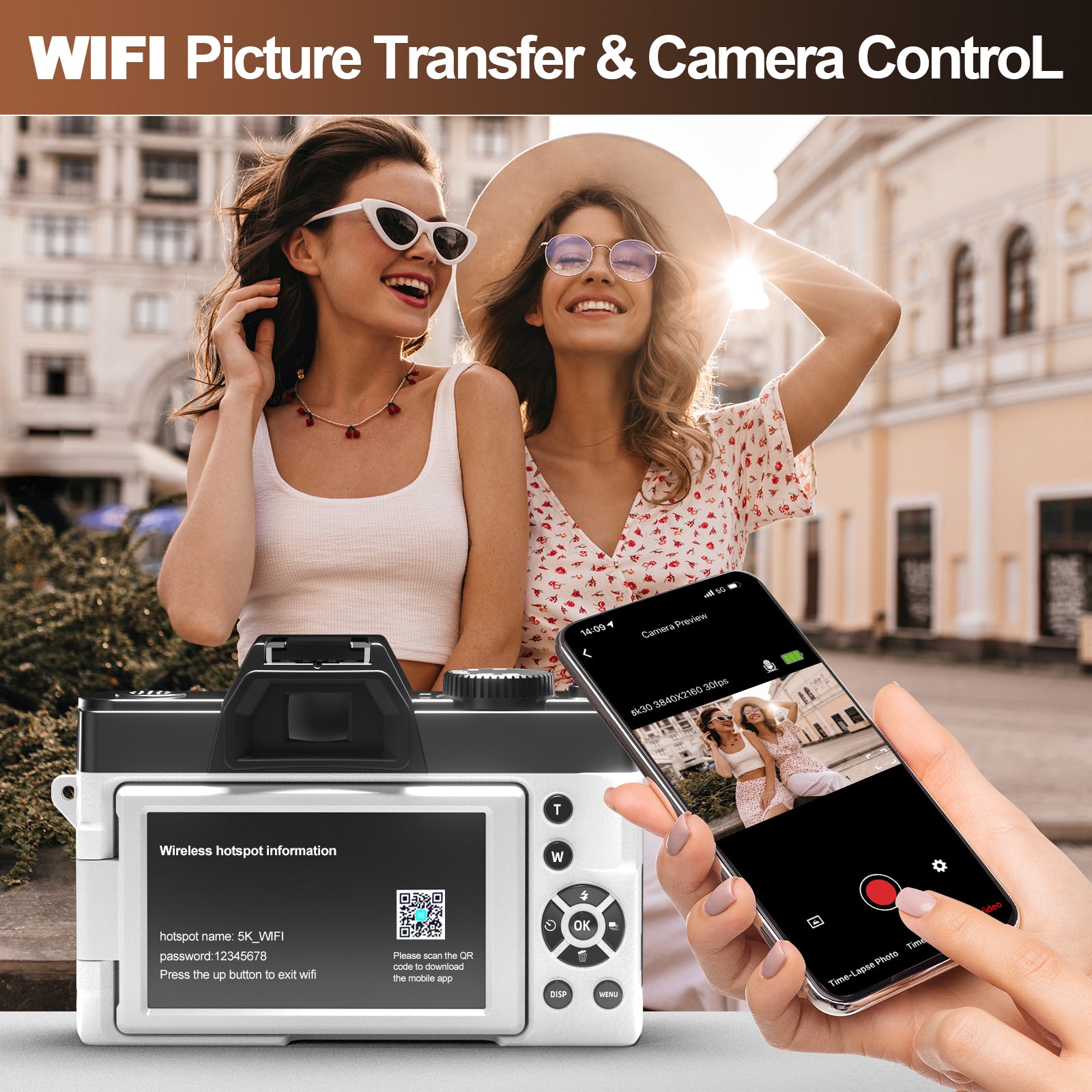 NBD 5K Digital Camera for Photography,48MP Autofocus Vlogging Camera for Youtube with 32GB TF Card,White