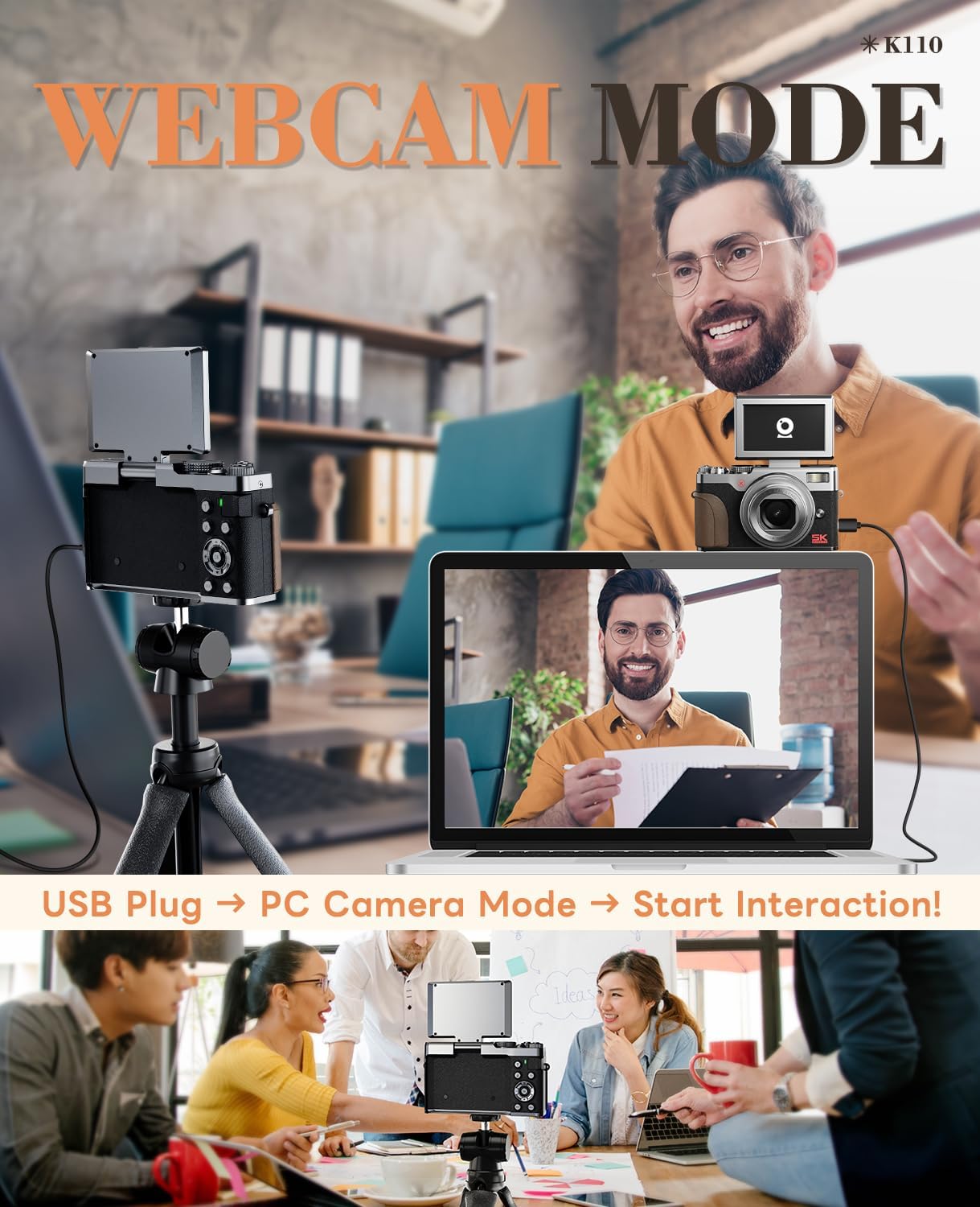 NBD 64MP 5K Autofocus Digital Camera with 180° Flip Screen, 18X Zoom and Anti-Shake – Compact Vlogging and Travel Camera, 3-Inch Screen, Includes 32GB SD Card and 2 Batteries