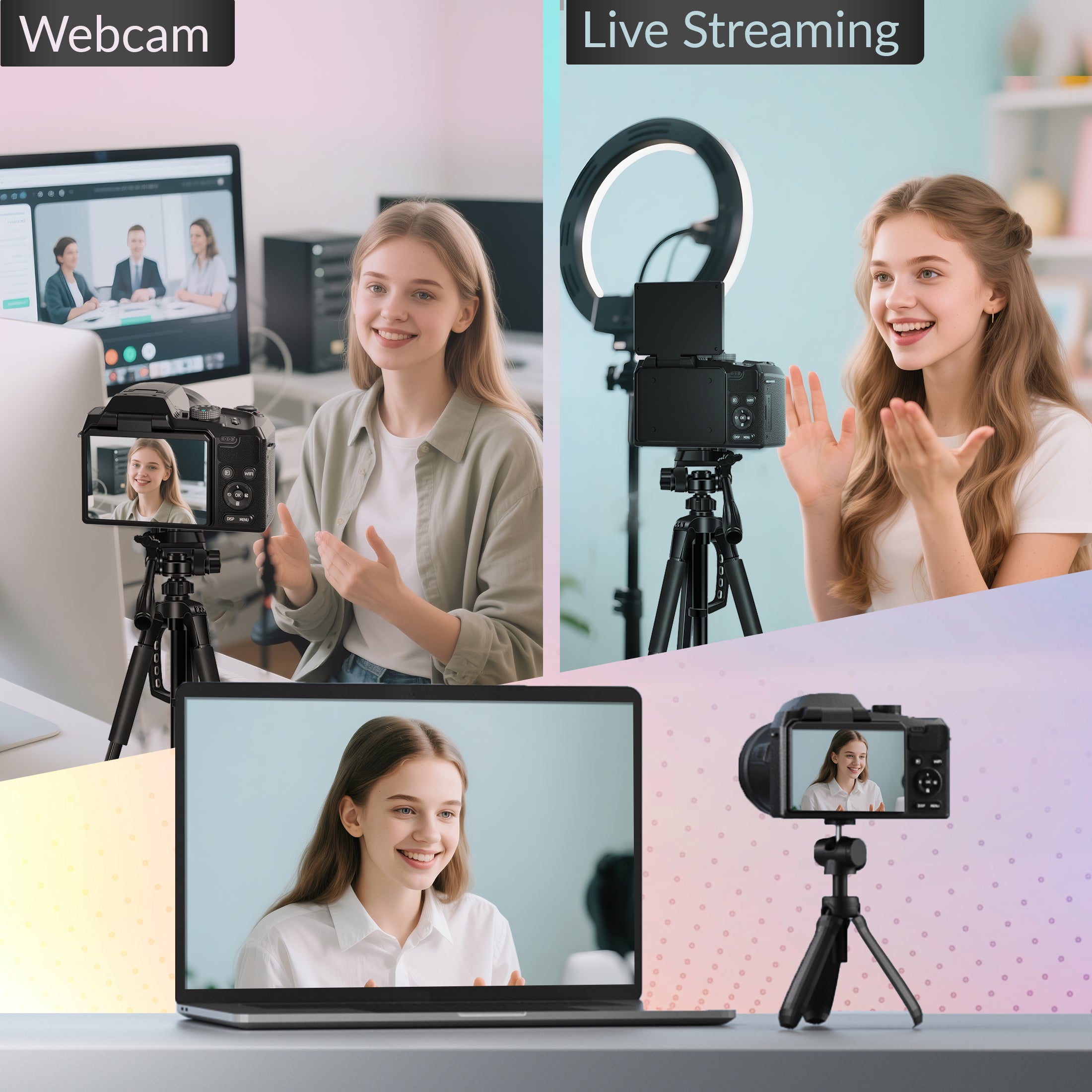 NBD 64MP 5K Autofocus Digital Camera with WiFi and App Control, 16X Zoom, Anti-Shake, and Flash – Compact Vlogging and Travel Camera with SD Card and 2 Batteries