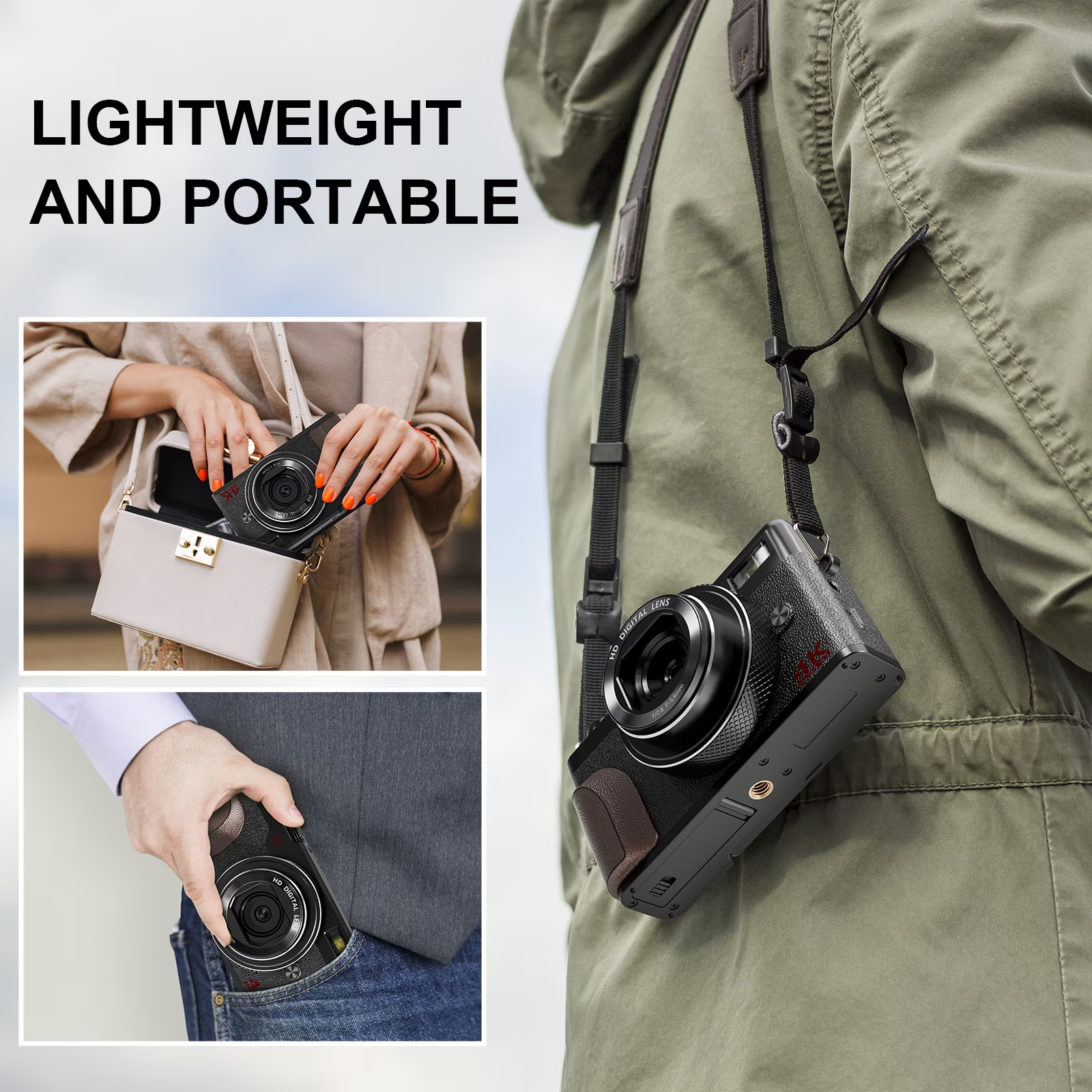 56MP 4K Vlogging Digital Camera,Autofocus,180° Flip Screen,18X Zoom,Anti-Shake & Fill Light,2 Batteries and 32GB SD Card for Content Creators