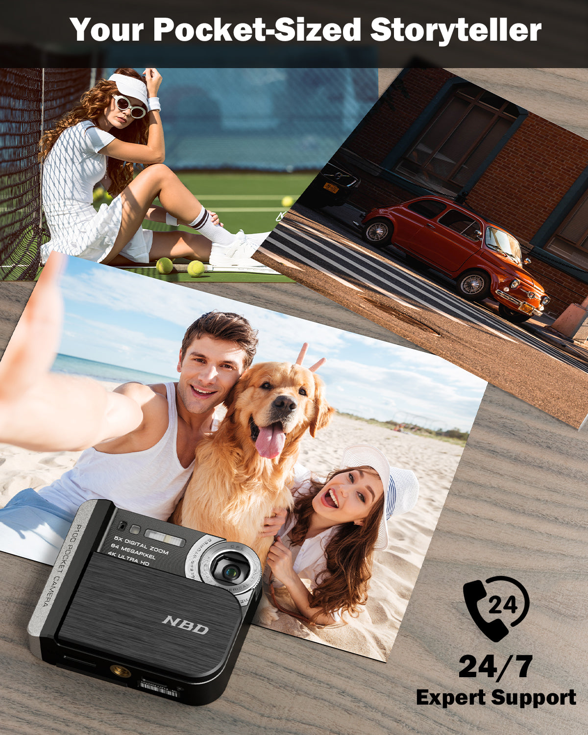 NBD Pocket Digital Camera 64MP with Flash, Dual Lens, 5X Zoom & 64GB Card