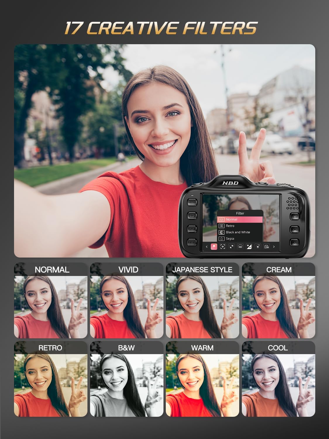 64MP 4K Digital Camera for Photography with Autofocus, 16X Zoom, Compact Design, Includes 32GB SD Card,Black