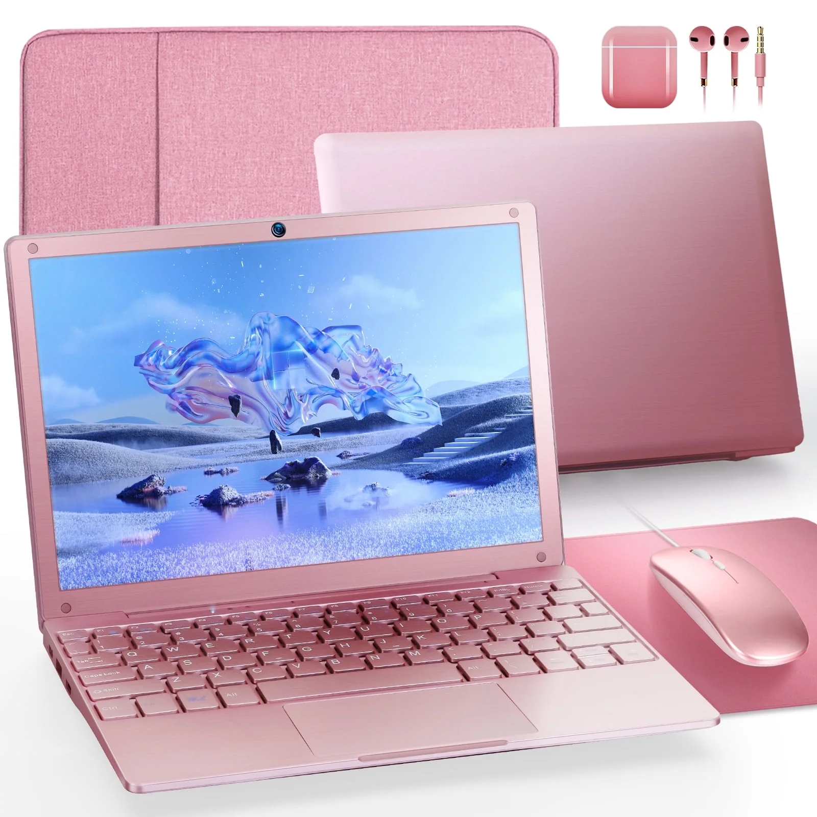 NBD 10 inch Mini Laptop,Windows 11 Notebook ,8GB+128GB Intel Celeron Quad-Core Processors Netbook Computer with Bag, Mouse, Headphone and Mouse Pad