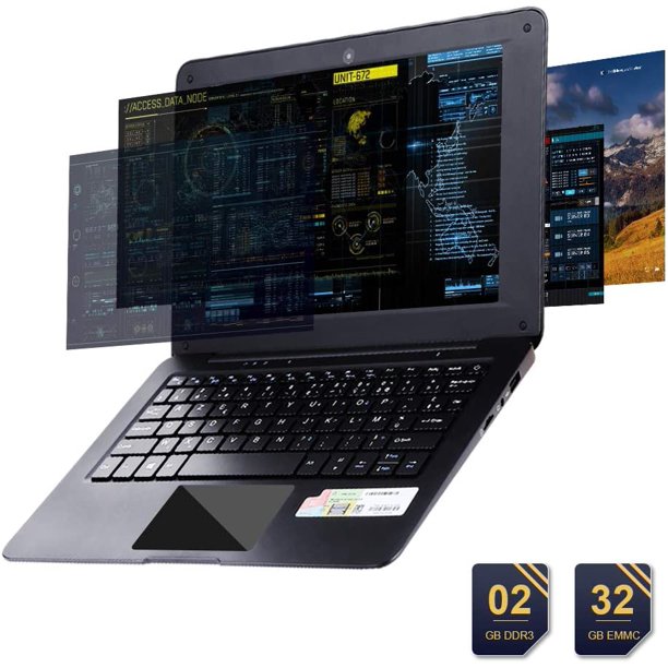 Windows 10 Laptop - 10.1 Inch Quad Core Notebook with Bluetooth, WiFi, Webcam, HDMI (Black)