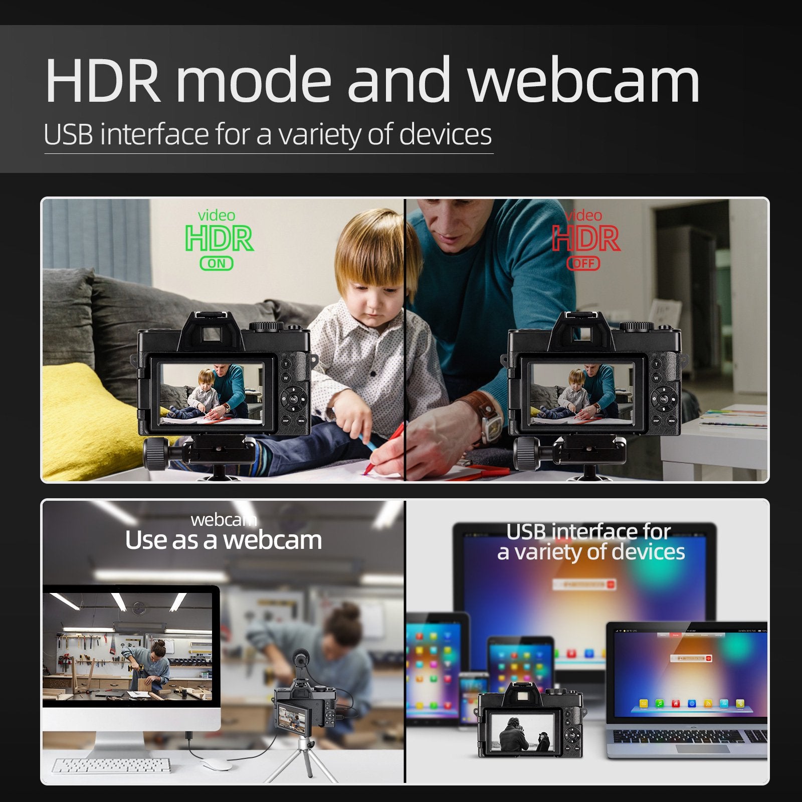 NBD 48MP 4K Video Camera 3.0" Flip Screen YouTube Vlogging Camera with Wide Angle Lens and 16X Digital Zoom