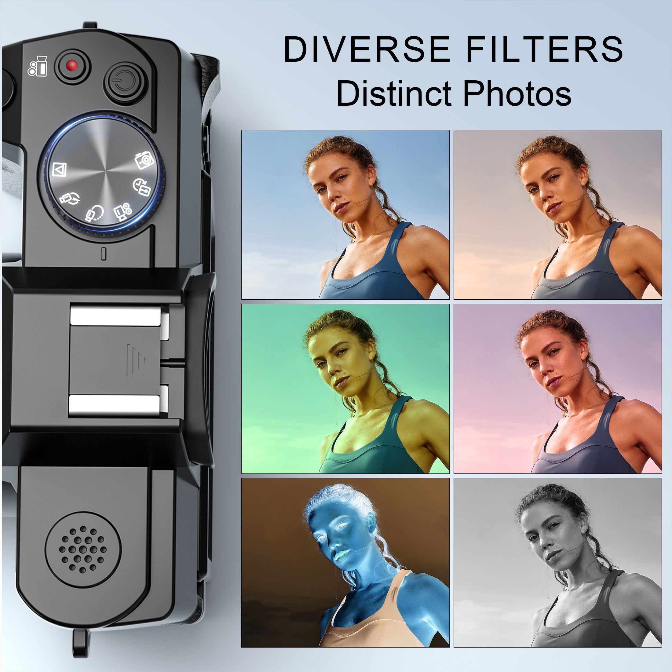 NBD 48MP 4K Digital Camera with 16X Zoom, WiFi App Control, Flip Screen, 2 Batteries & 32GB Card
