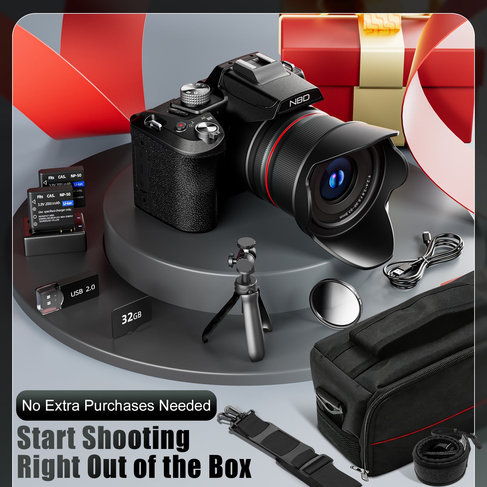 True 5K Digital Cameras for Photography 64MP , 16X Zoom Autofocus & Anti-Shake, 32GB Card, Vlogging Camera for YouTube Travel