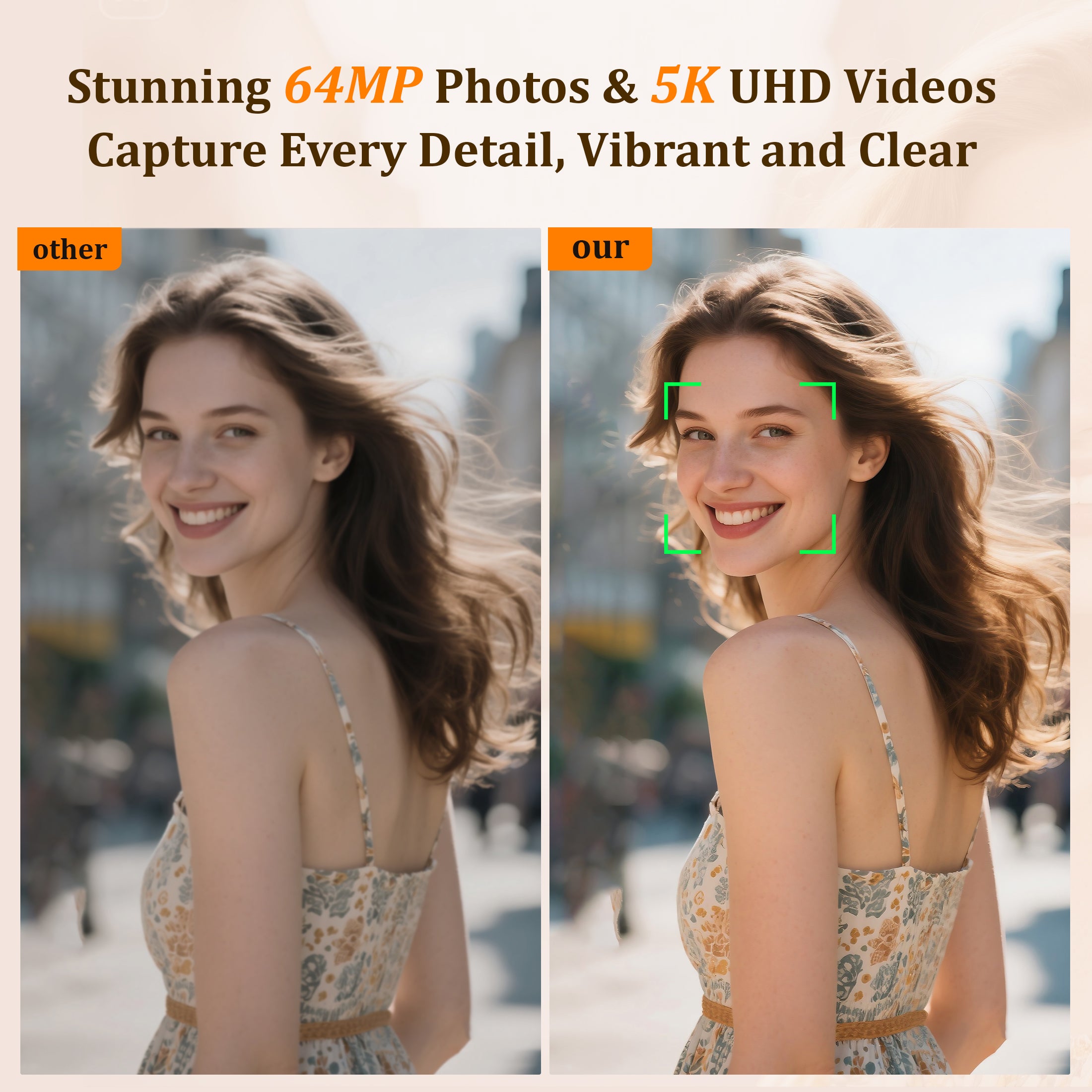 NBD 64MP 5K Autofocus Digital Camera with 180° Flip Screen, 18X Zoom and Anti-Shake – Compact Vlogging and Travel Camera, 3-Inch Screen, Includes 32GB SD Card and 2 Batteries