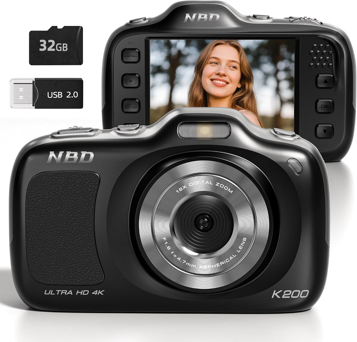 64MP 4K Digital Camera for Photography with Autofocus, 16X Zoom, Compa