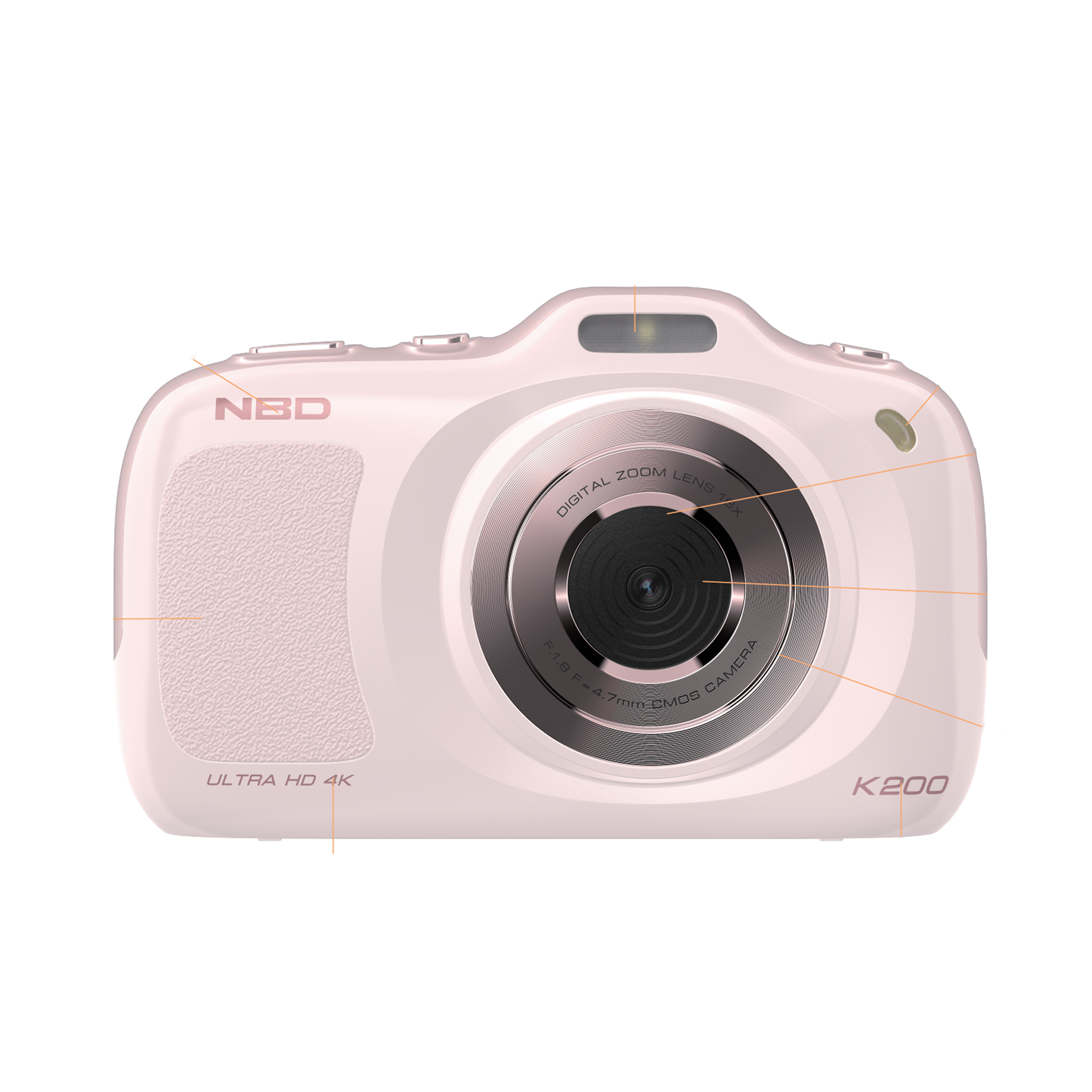 64MP 4K Digital Camera for Photography with Autofocus, 16X Zoom, Compact Design, Includes 32GB SD Card,Pink
