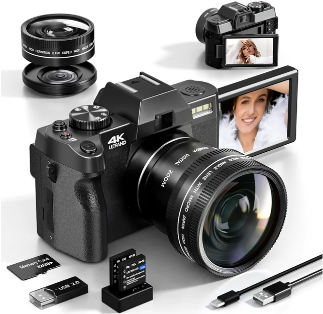 NBD Digital Camera for Photography 4K 48MP Vlogging Camera for YouTube with 32GB TF Card
