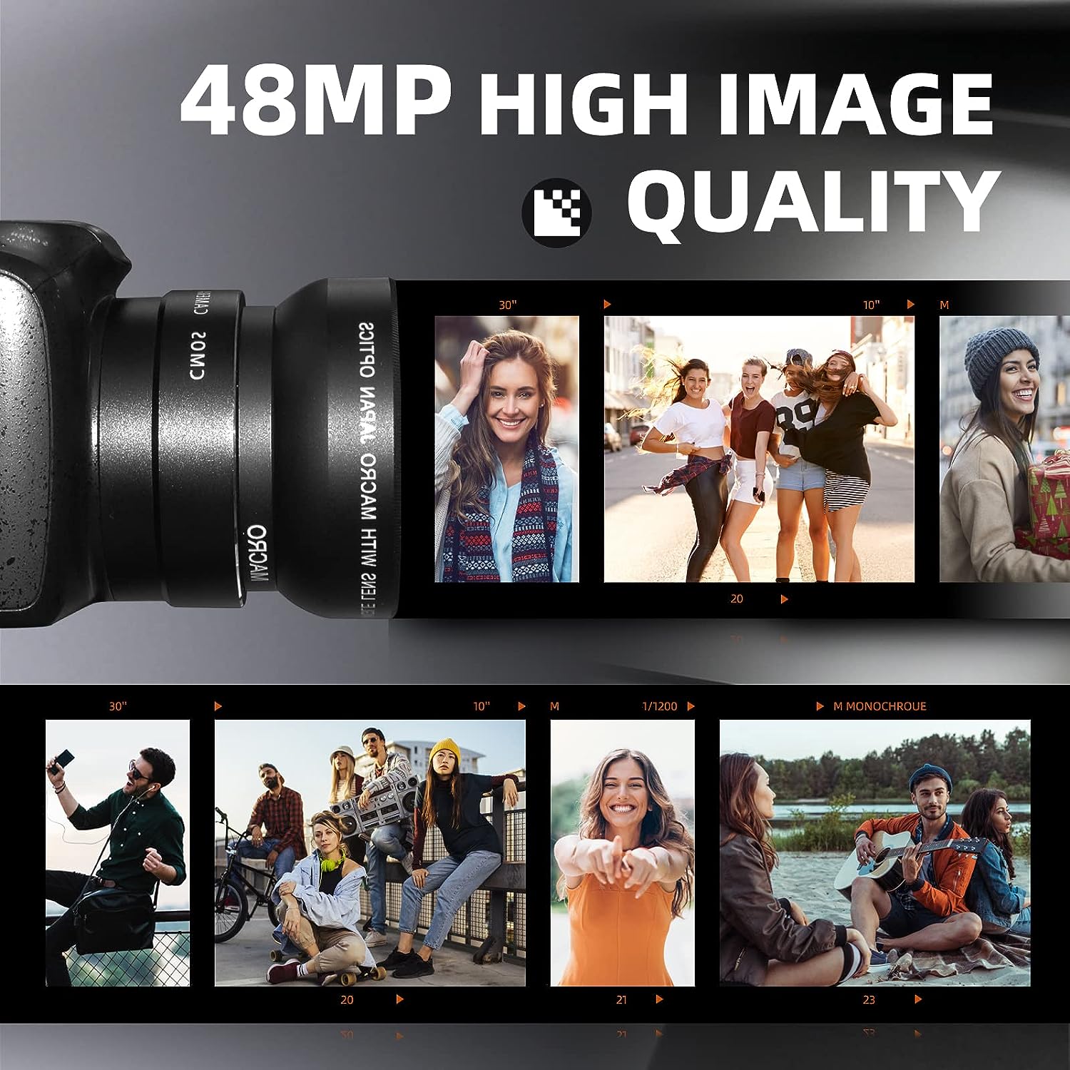 NBD Digital Camera 4K 48MP Vlogging Camera, Perfect Camera for Photography with 32GB SD Card, 52mm Wide Angle & Macro Lens，16x Digital Zoom, An Ideal Compact Camera for Beginners
