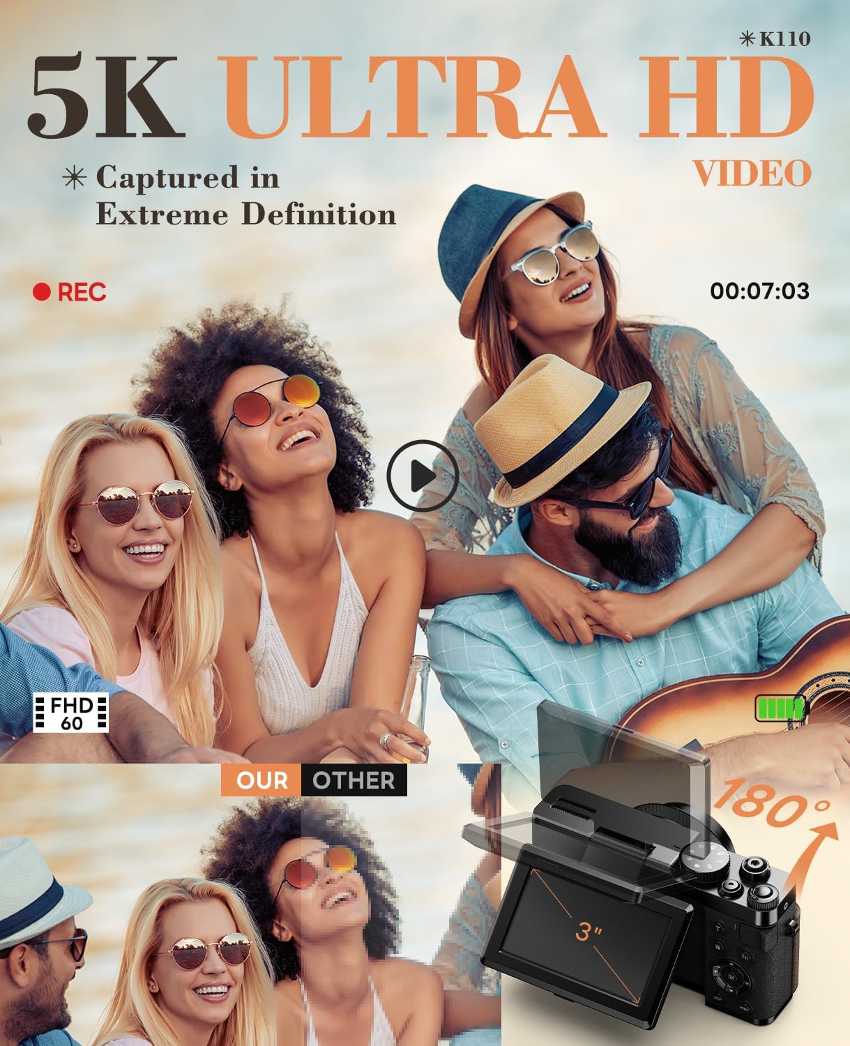 5K 64MP Digital Cameras for Photography