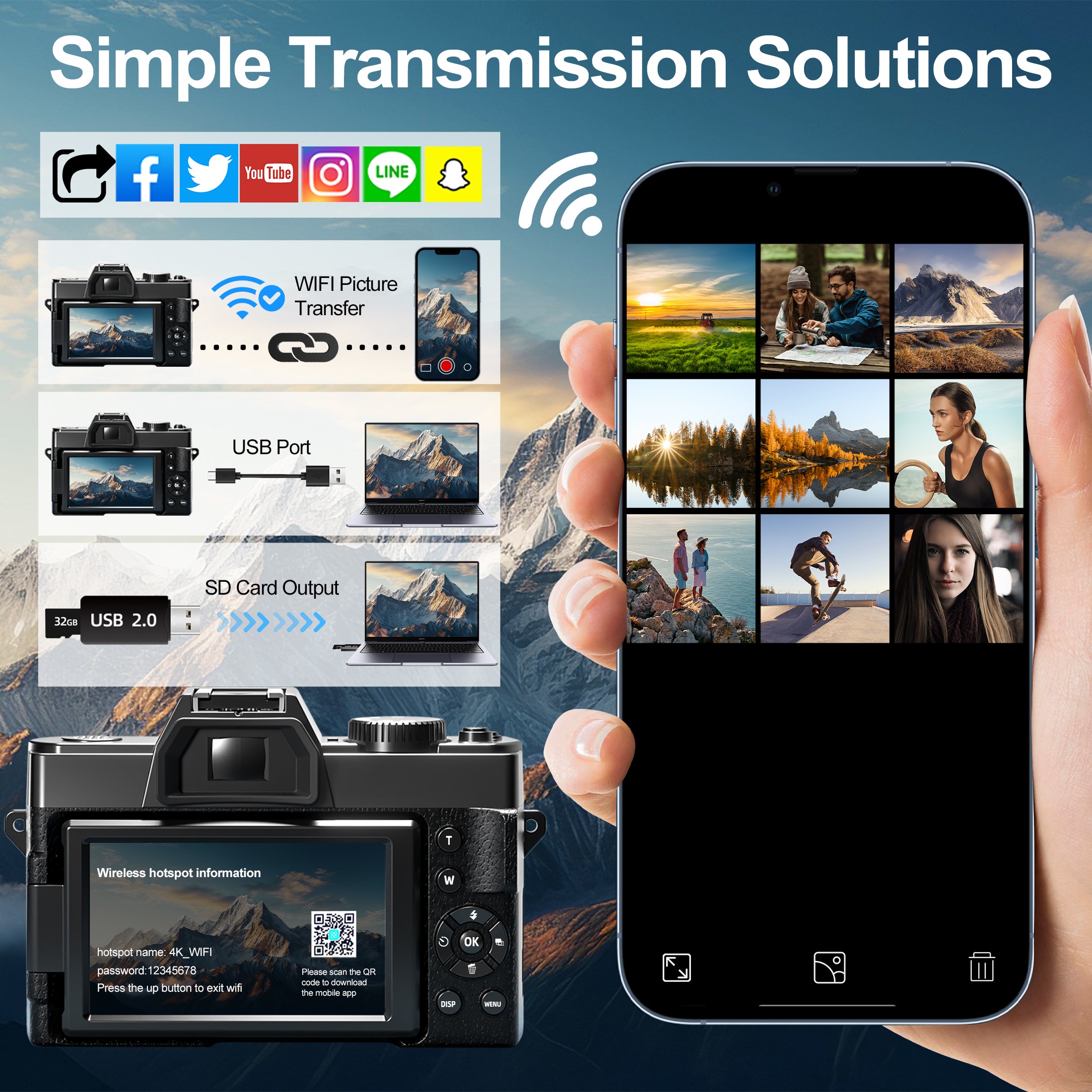 NBD 4K Ultra HD 48MP Digital Camera with Wide Angle & Macro Lens, 16X Zoom, 3" Screen, All-in-One Vlogging Camera