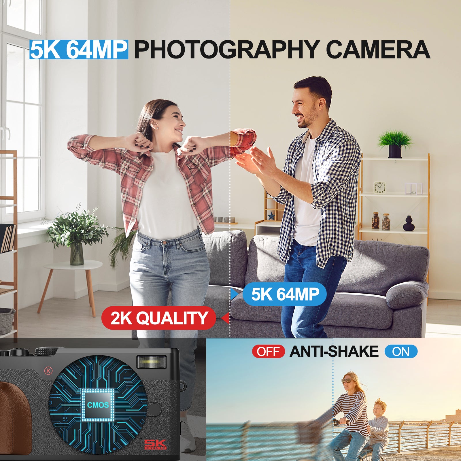 True 4K Digital Camera with Beauty Mode 10X Digital zoom