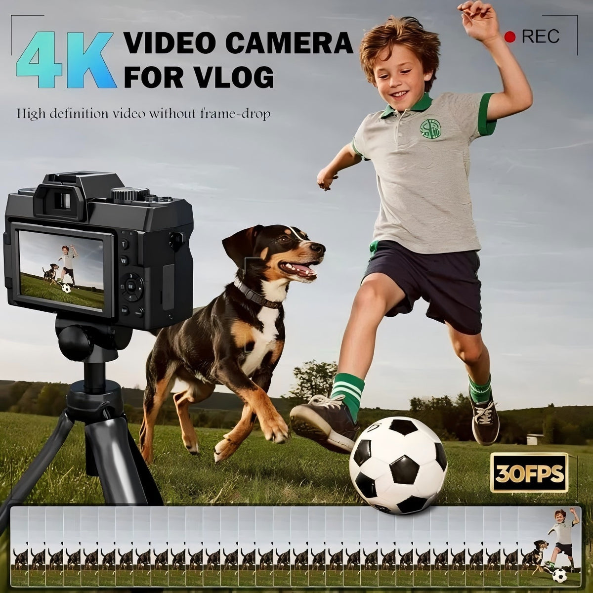 NBD 24MP 4K Digital Camera with 16X Zoom, WiFi App Control, Flip Screen, 2 Batteries & 32GB Card