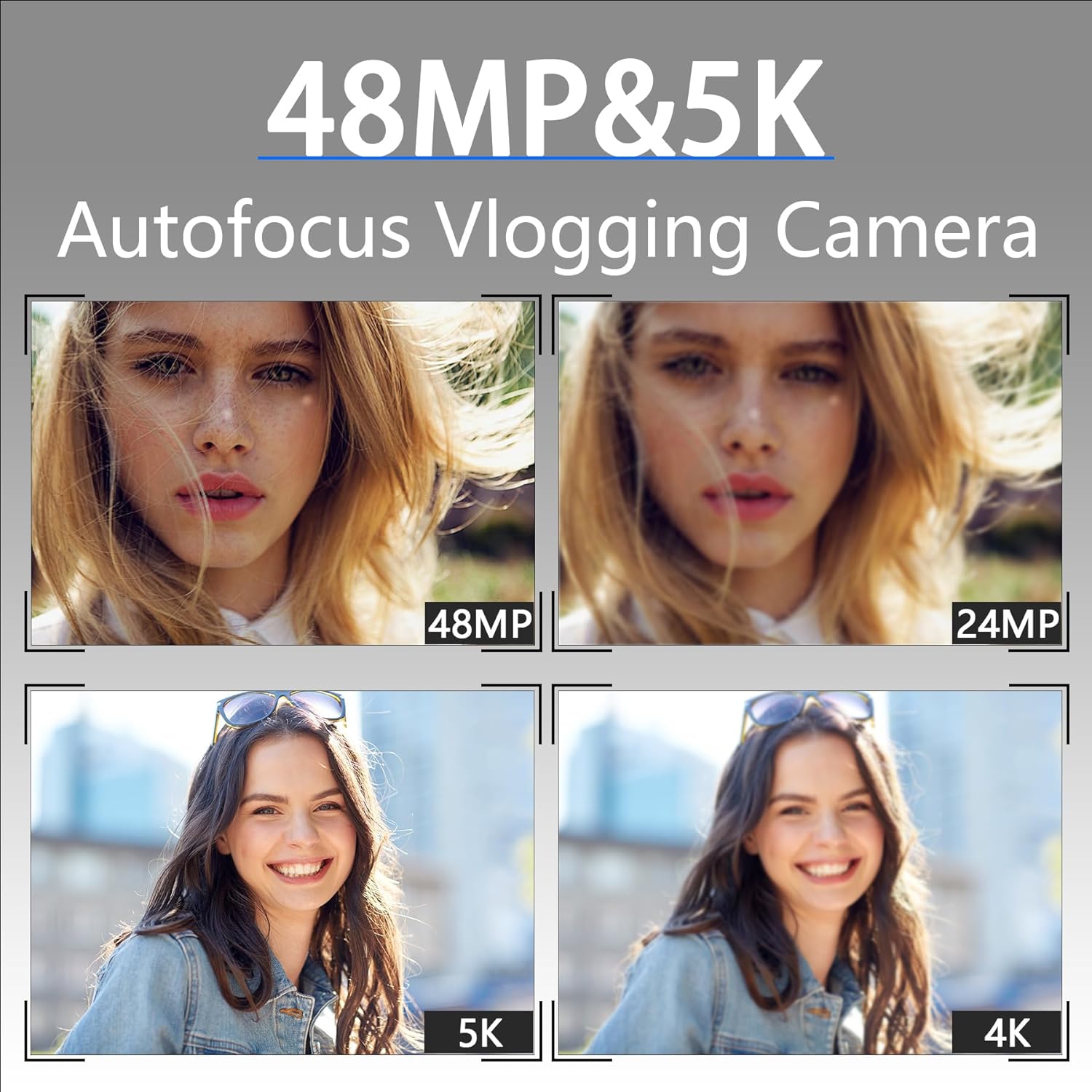 Videocamera NBD 5K 48MP Con Autofocus, Schermo Girevole 270°, WiFi E Doppia Batteria – 277g Portatile Per YouTube E Vlogging (Nero)