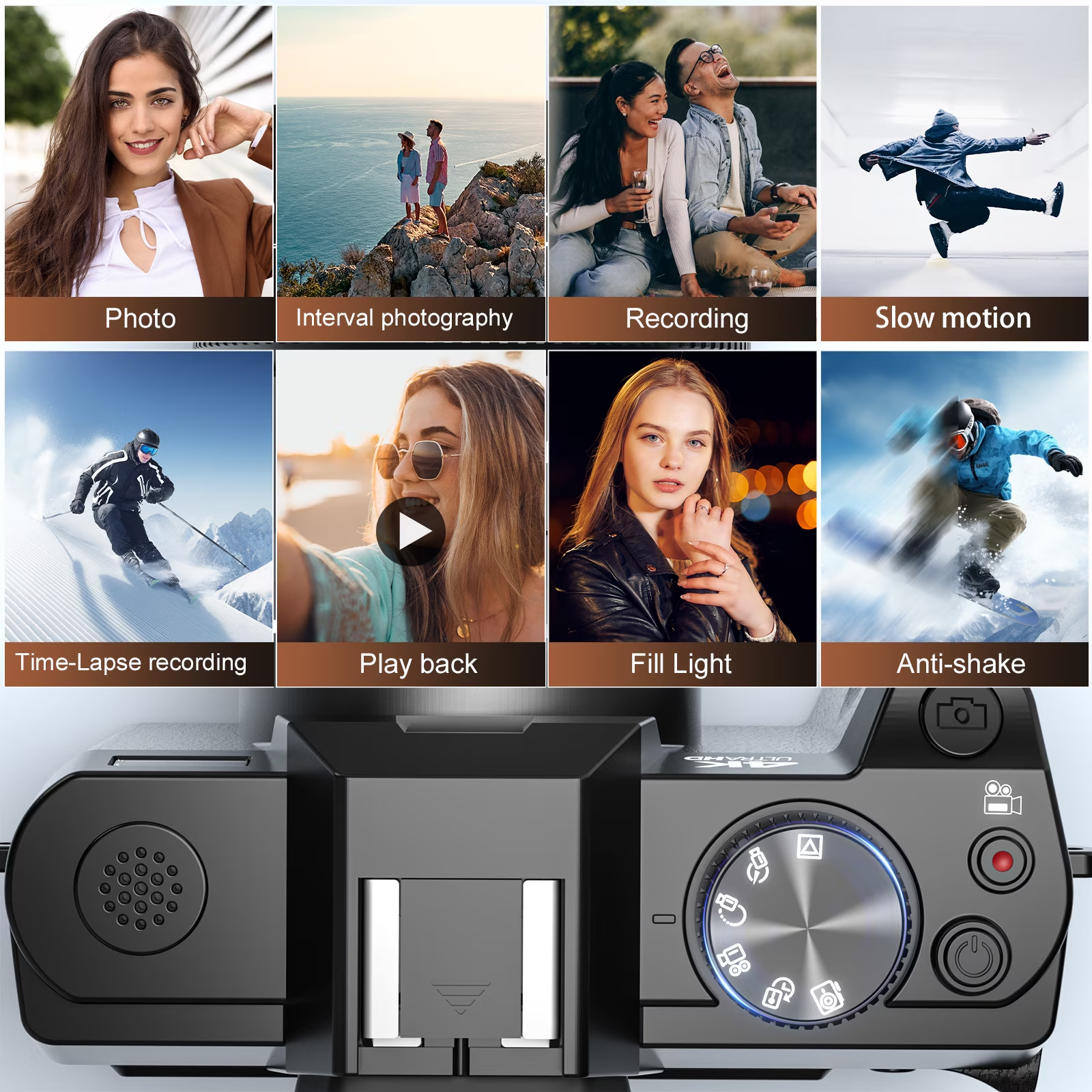 HHD 5K 48MP Autofocus Digital Vlogging Camera,180° Flip Screen,WiFi,16X Zoom,Wide Macro Lens,32GB TF Card & Full Accessory Kit,Black