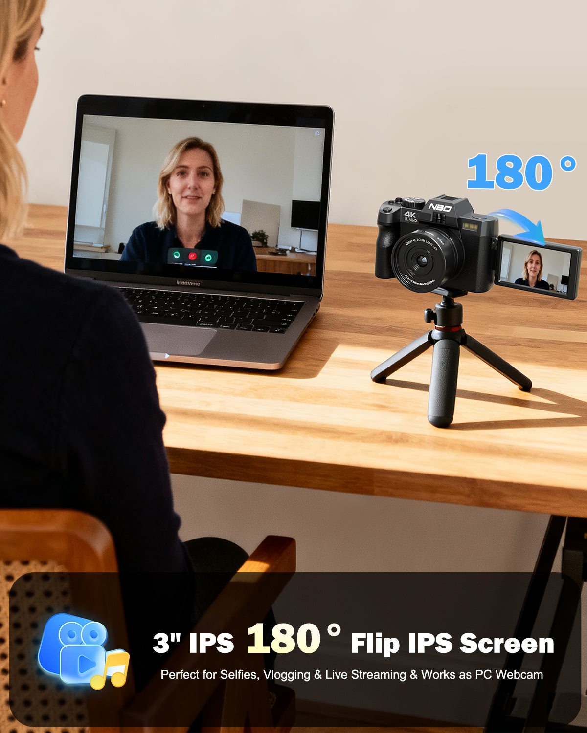 NBD 4K Digital Camera for Photography, 64MP Autofocus Vlogging Camera for YouTube with 32GB TF Card