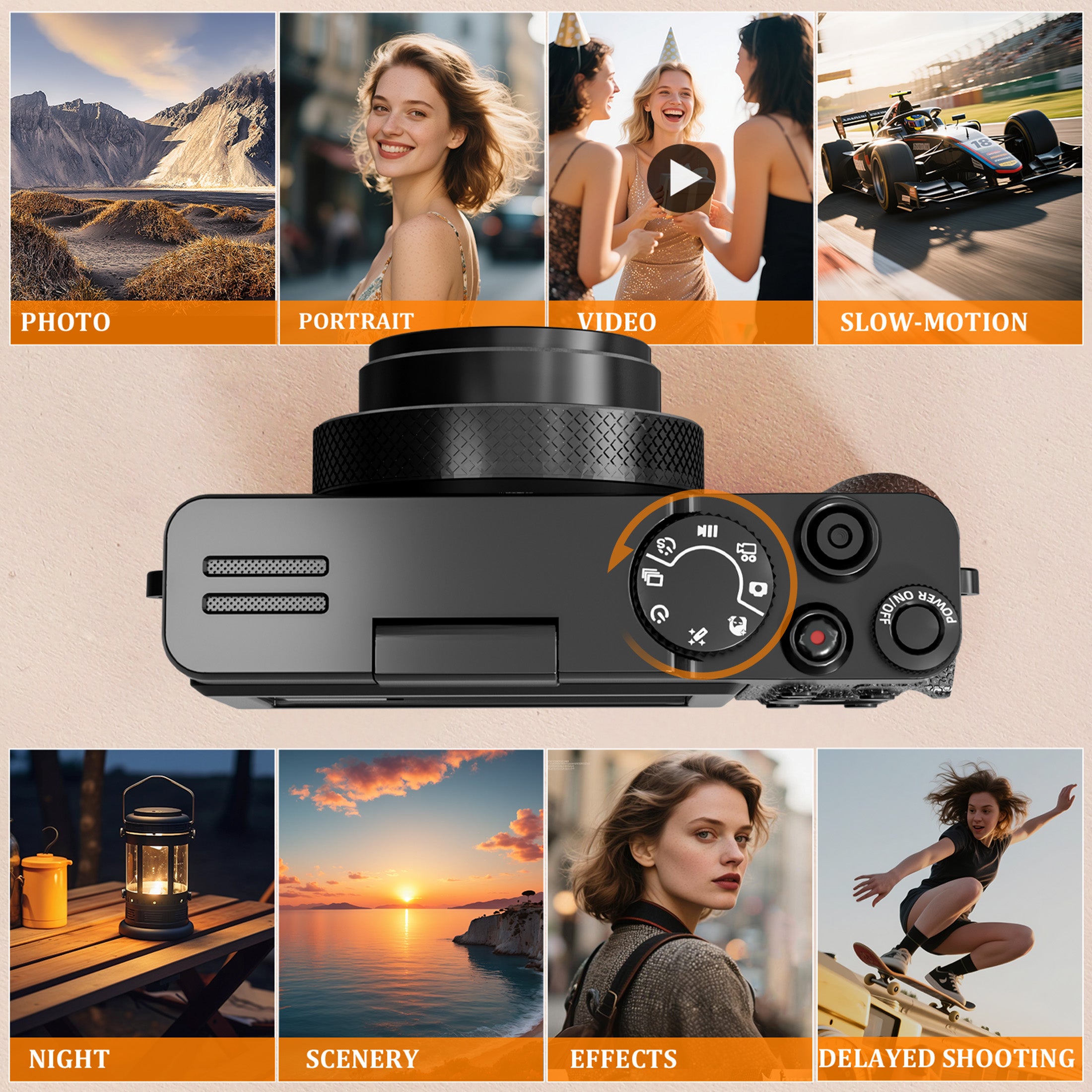 NBD 64MP 5K Autofocus Digital Camera with 180° Flip Screen, 18X Zoom and Anti-Shake – Compact Vlogging and Travel Camera, 3-Inch Screen, Includes 32GB SD Card and 2 Batteries