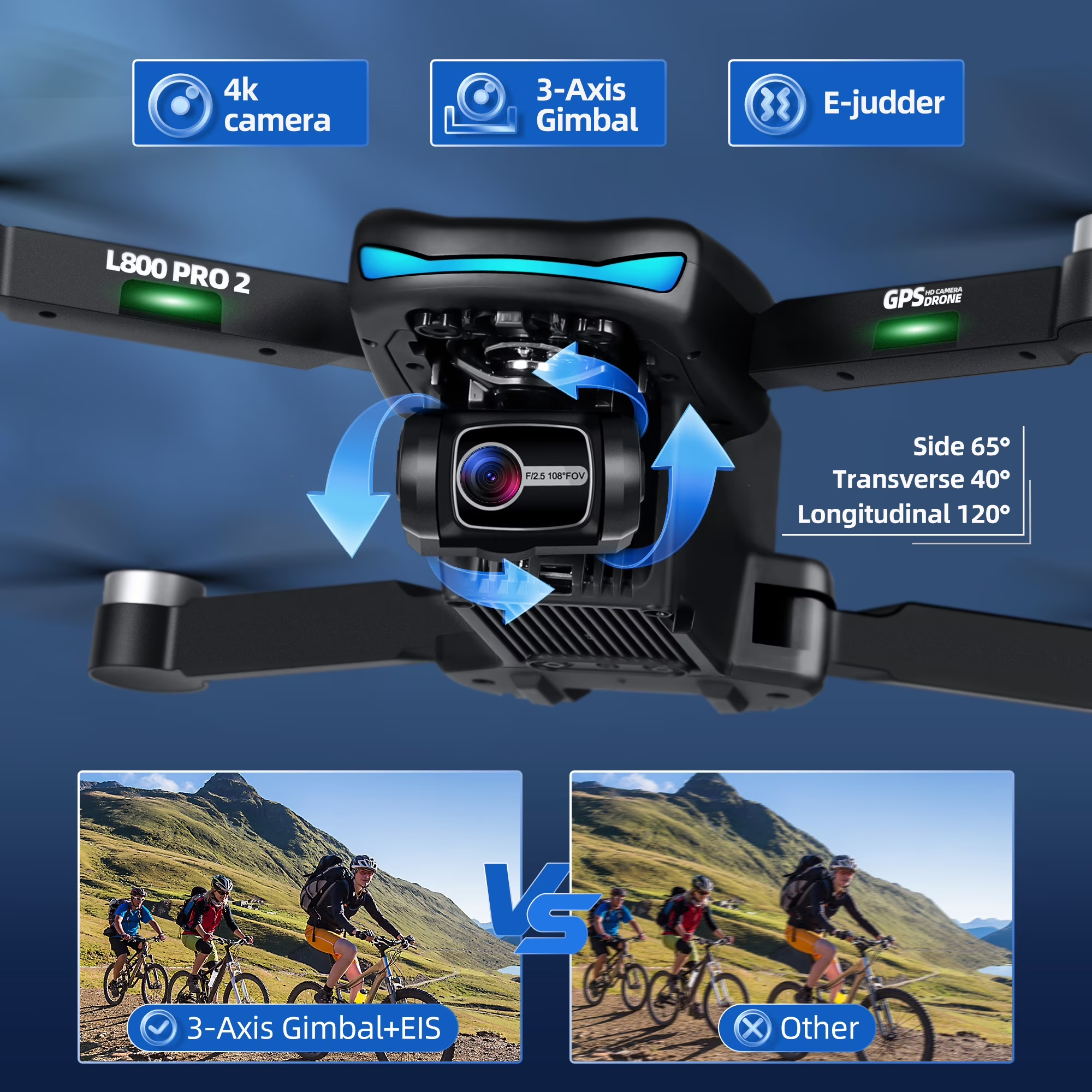 HHD Drone with Camera 4k for Adults,5G WiFi FPV Live Transmission, 50 Minutes Flight Time, Black