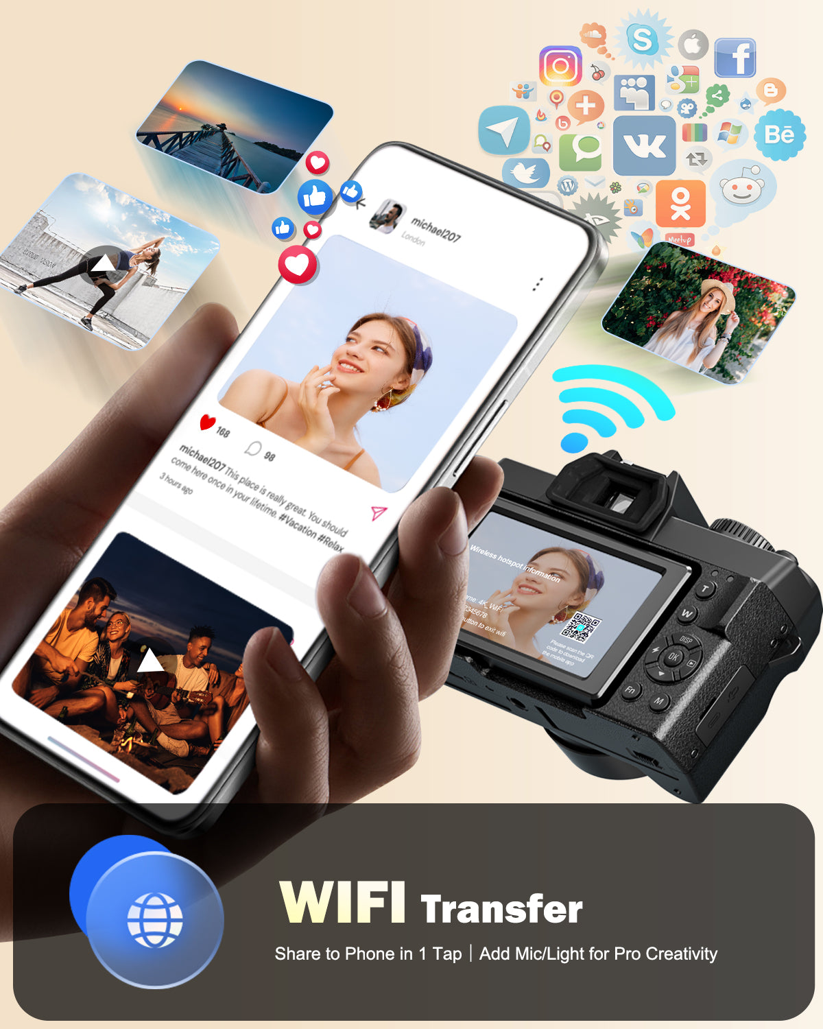 NBD 4K Digital Camera for Photography, 64MP Autofocus Vlogging Camera for YouTube with 32GB TF Card