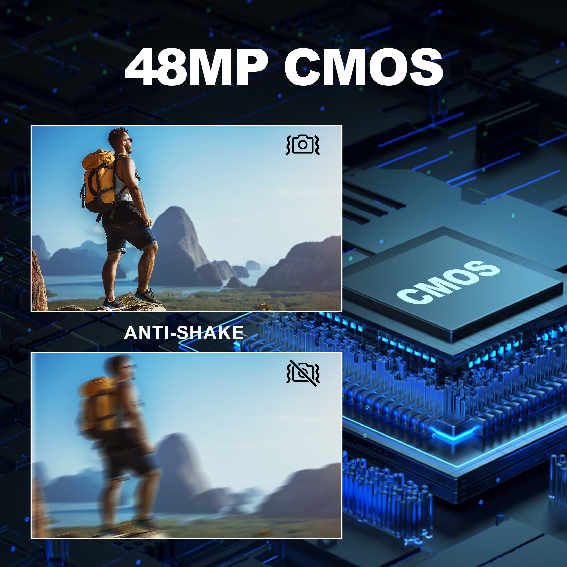 NBD 48MP 4K Digital Camera with 16X Zoom, WiFi App Control, Flip Screen, 2 Batteries & 32GB Card