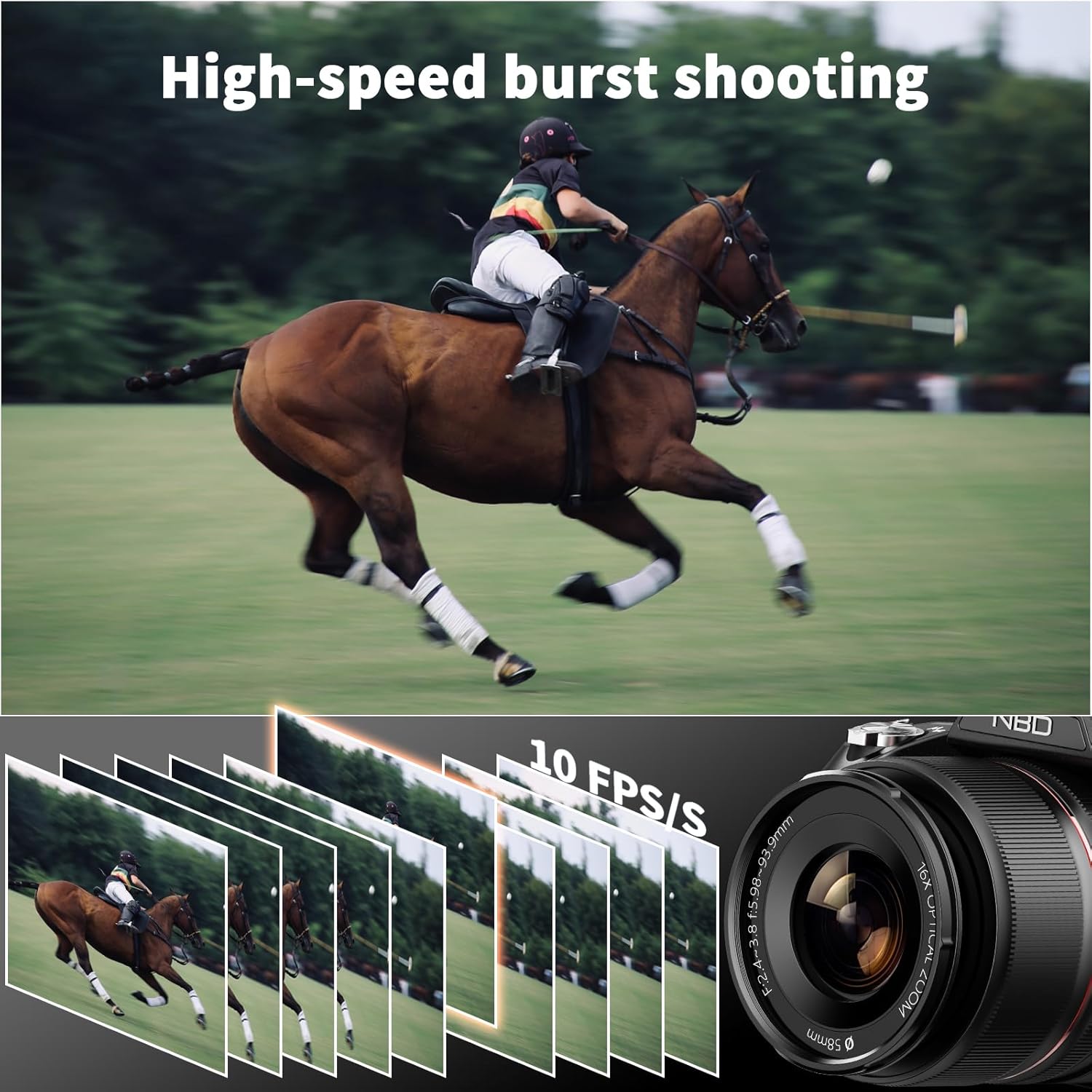 NBD Digital Camera 5K 64MP 16X Optical Zoom Camera for Photography with 32GB TF Card