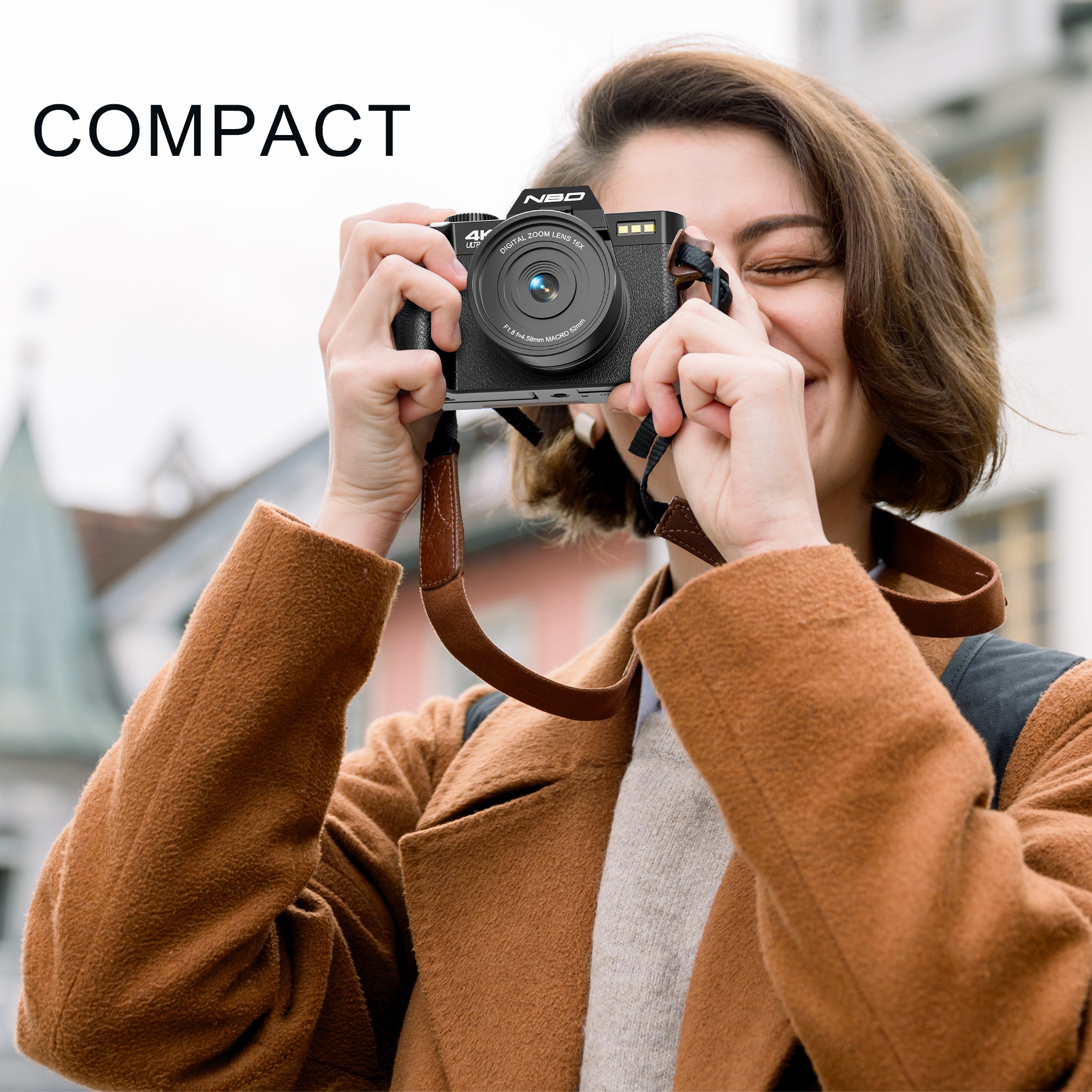 NBD 48MP 4K Digital Camera with 16X Zoom, WiFi App Control, Flip Screen, 2 Batteries & 32GB Card