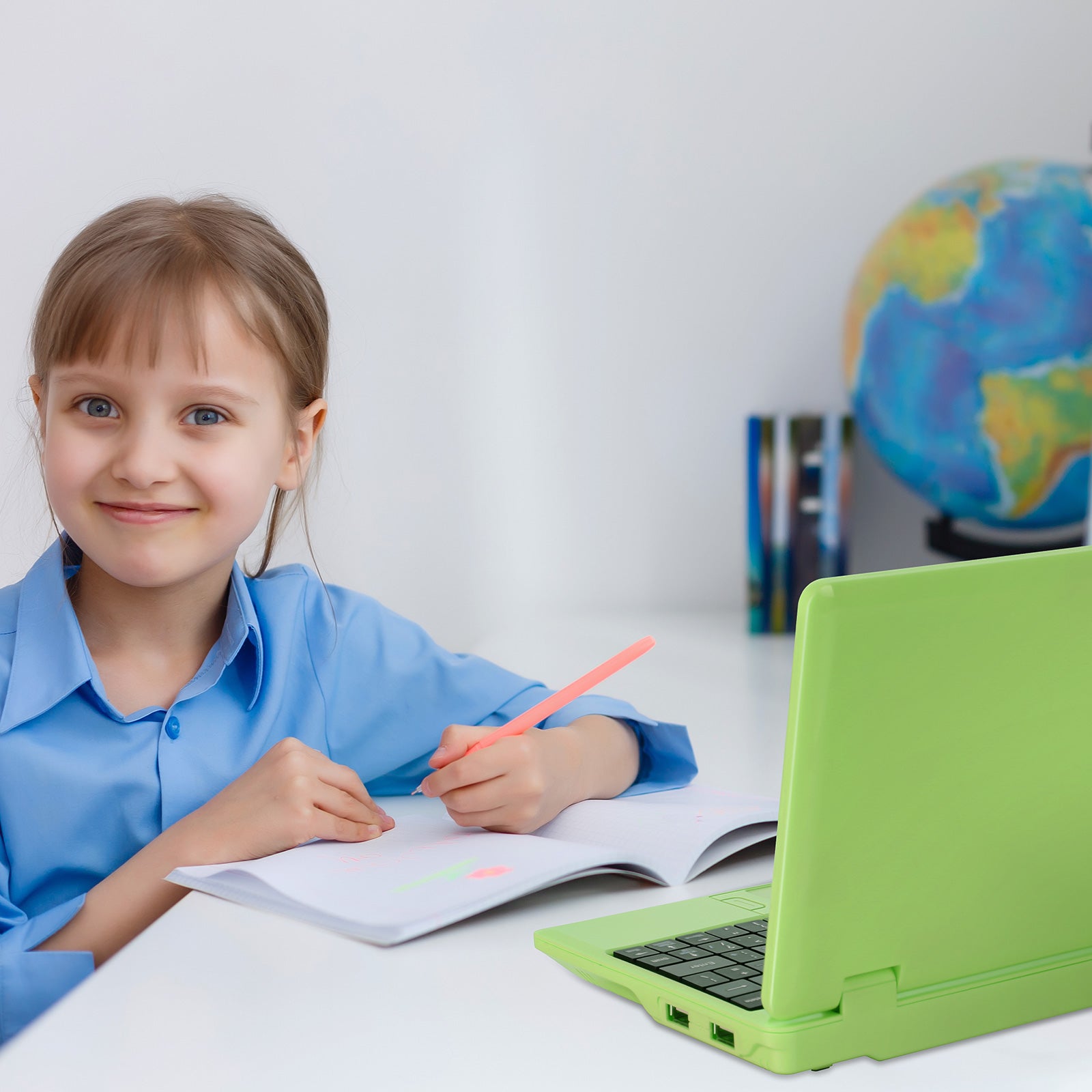 NBD Laptop Computer(7 inch), Quad Core Powered by Android 12.0, Netbook Computer with WiFi, Webcam and Bluetooth, Mini Laptop with Bag, Mouse, and Mouse Pad for Kids（Green）
